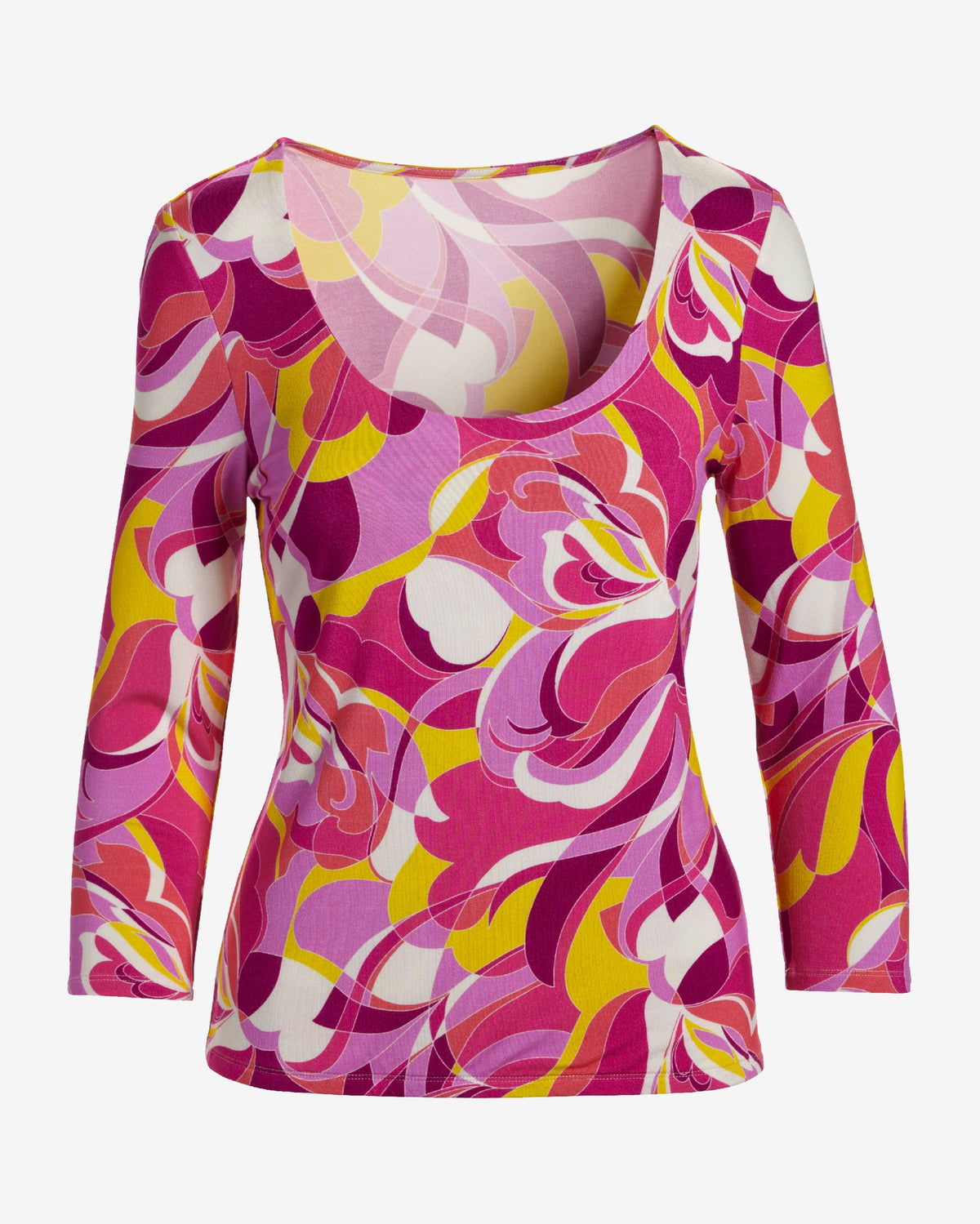So Effortless Print Scoop Neck Knit Top Sunset Abstract