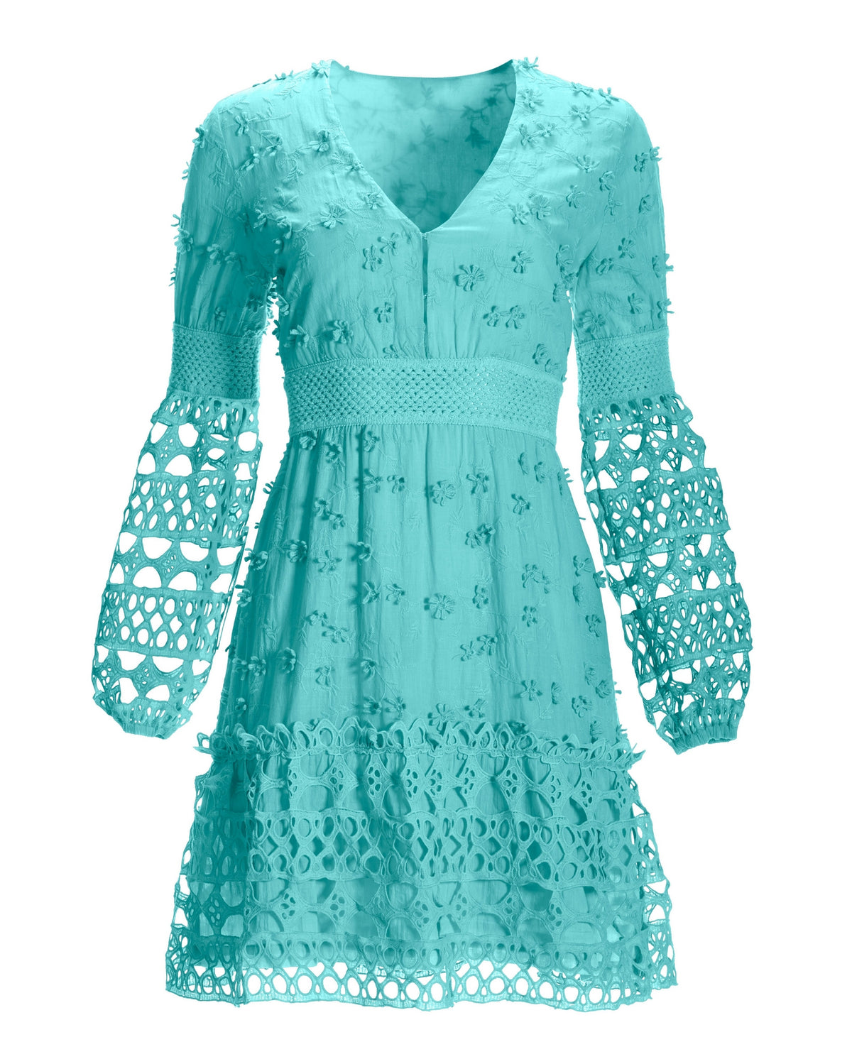 Mixed Media Short Dress Blue Radiance