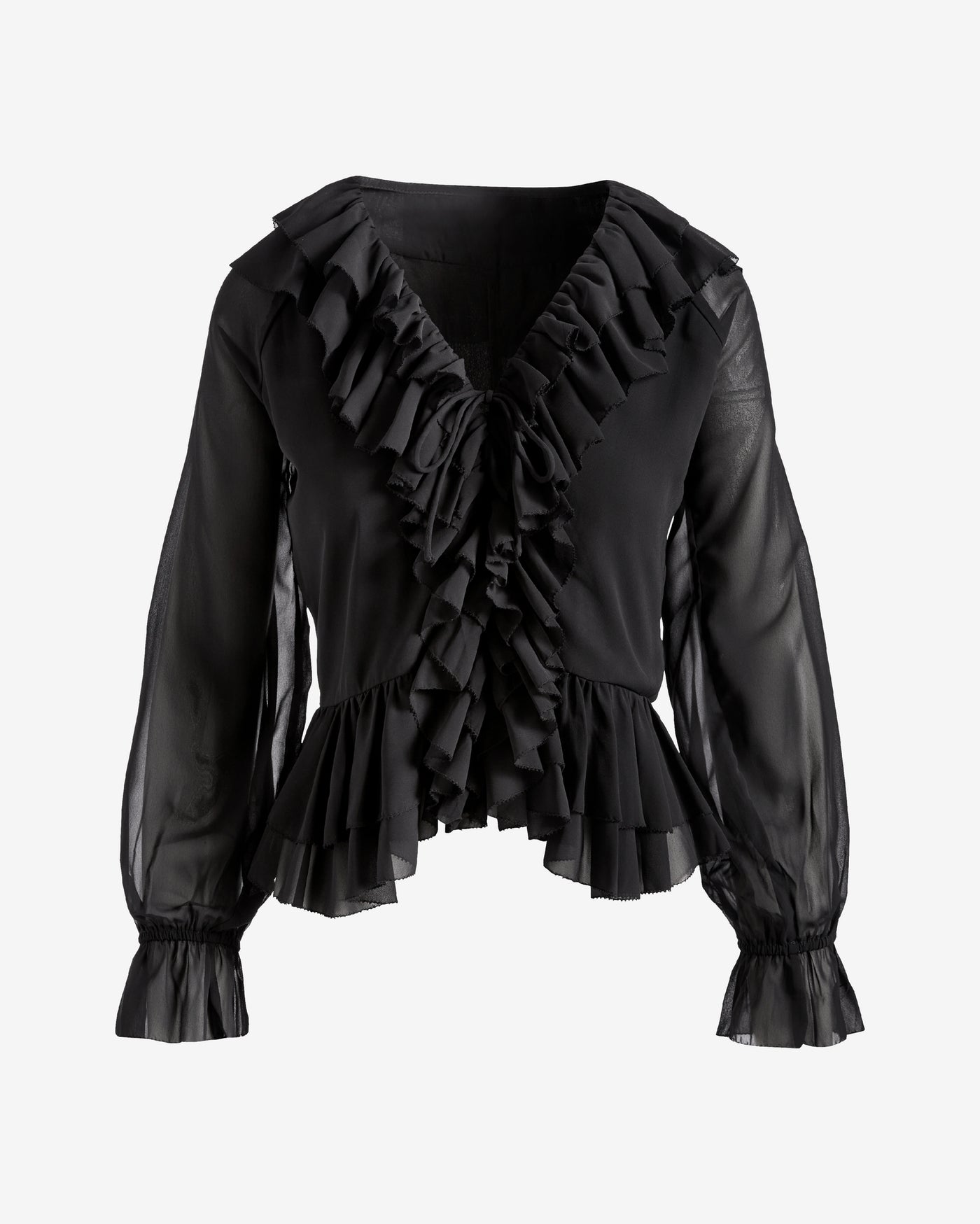Ruffle Peplum Blouse Black