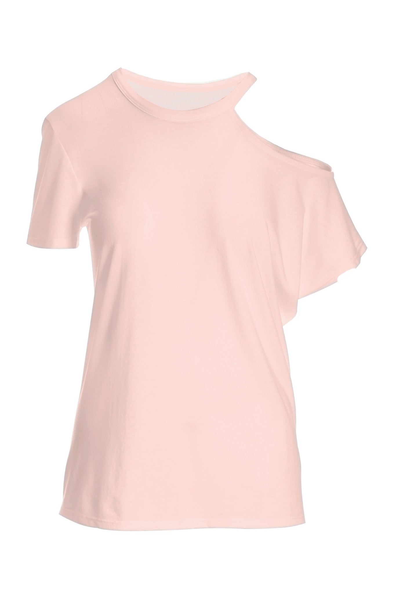 Cut Out One Shoulder Tee Light Pink