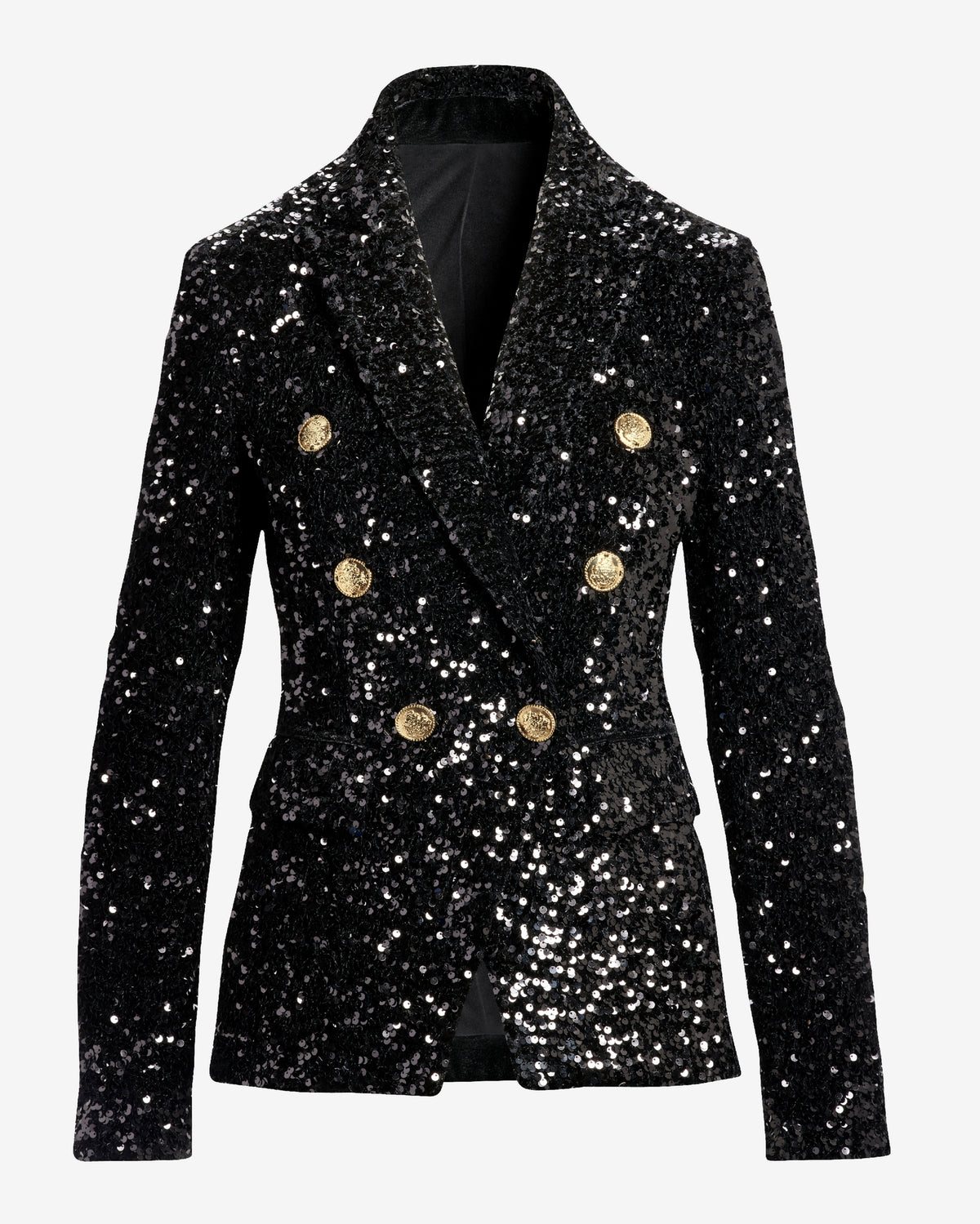 Sequin Double Breasted Blazer Black