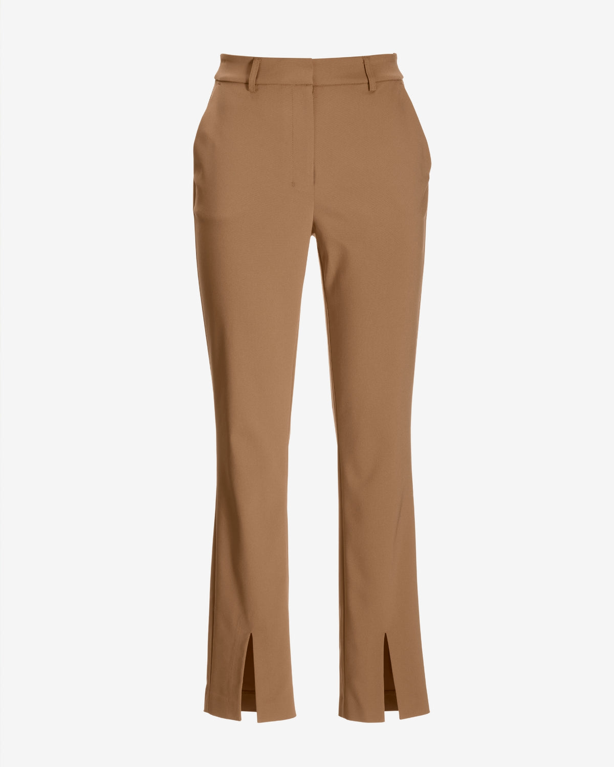 Newport Modern Slim Straight Leg Slit Front Trouser Pant Camel