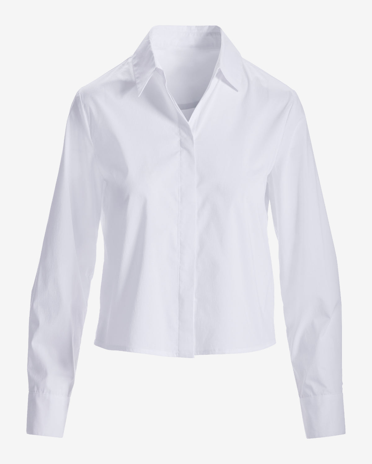Cropped Poplin Button Up Shirt White
