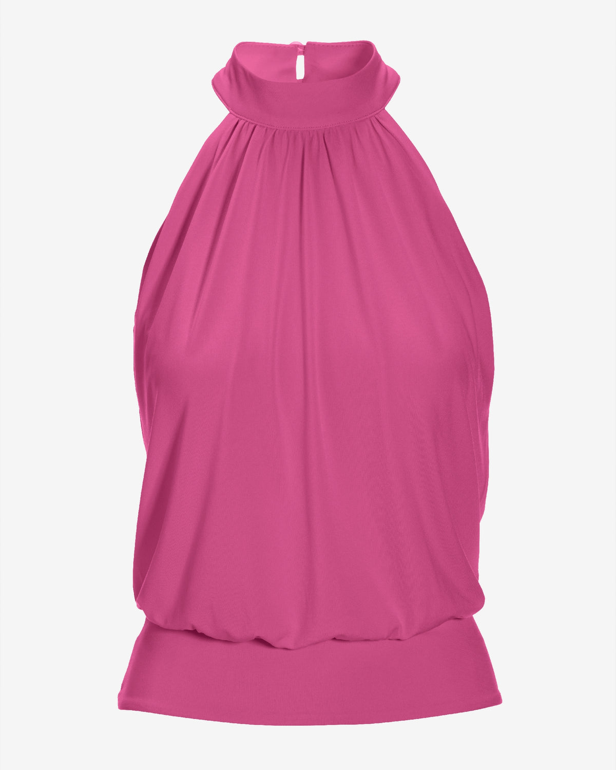 Halter Banded-Bottom Mock-Neck Knit Top Phlox Pink