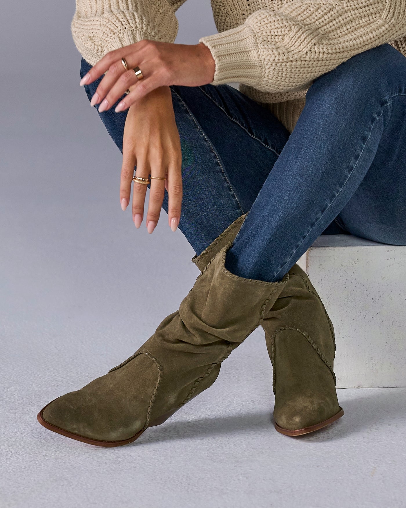 Dolce Vita Suede Slouchy Bootie Olive