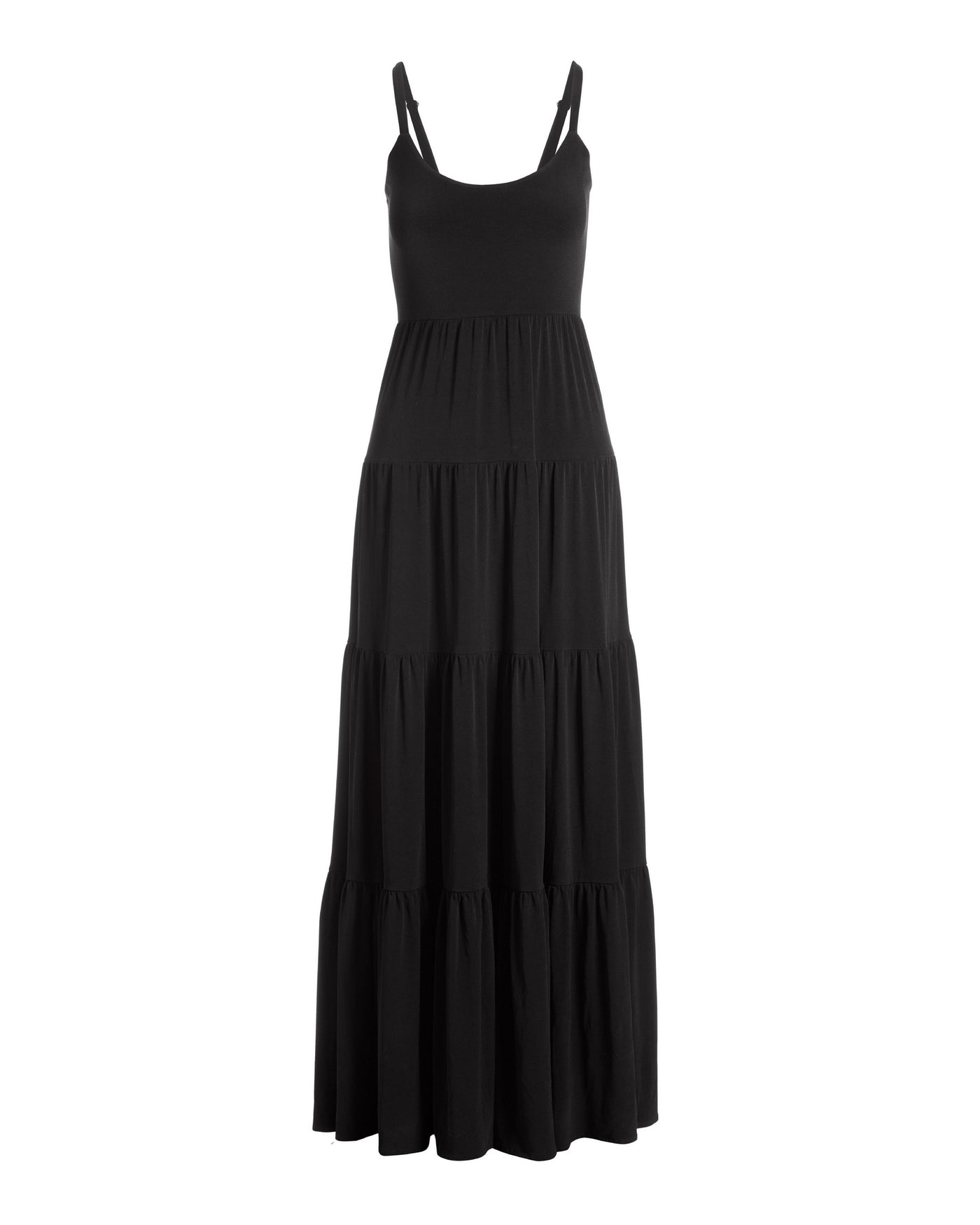 Knit Tiered Maxi Dress Black