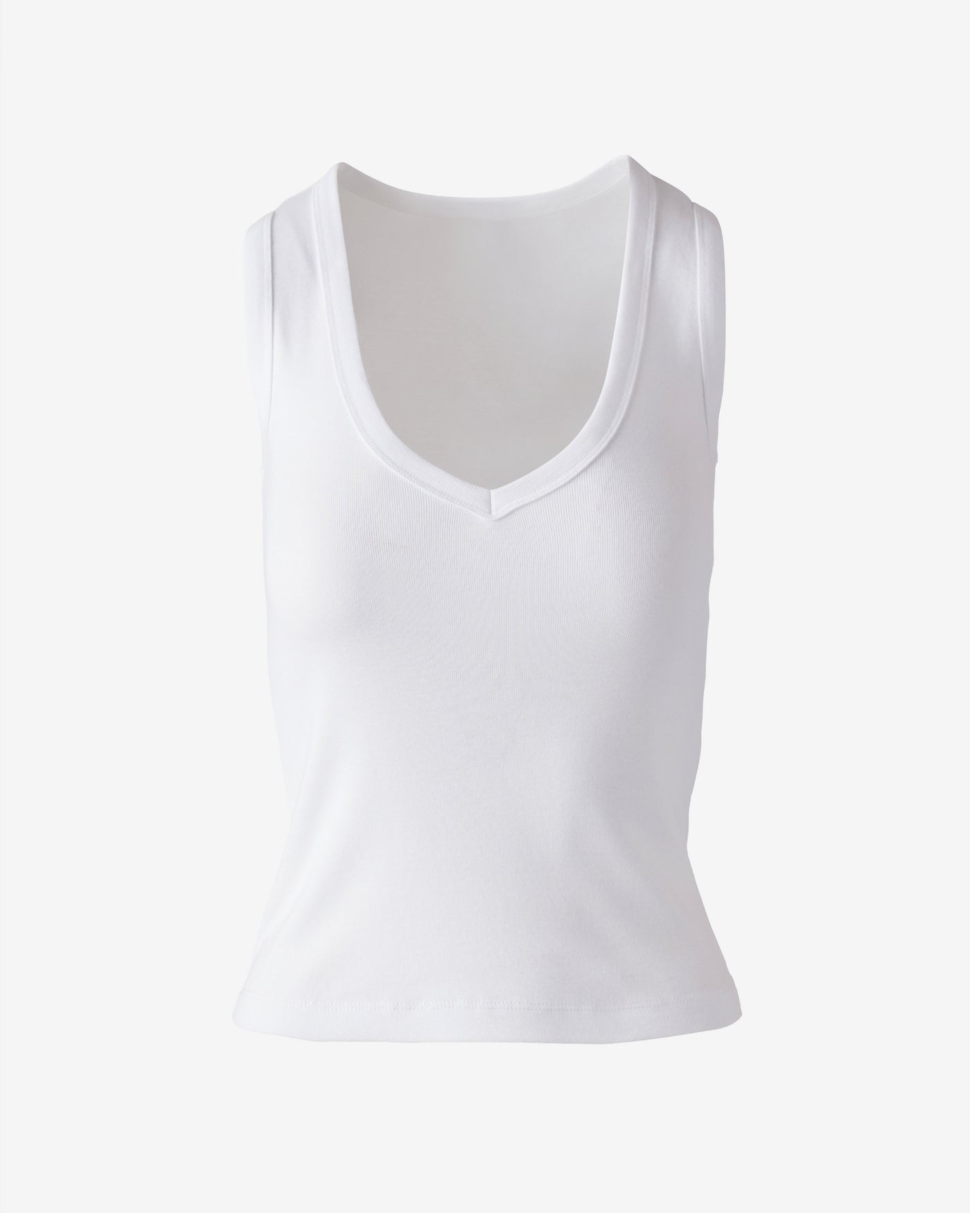 V Neck Cotton Tank Pure White