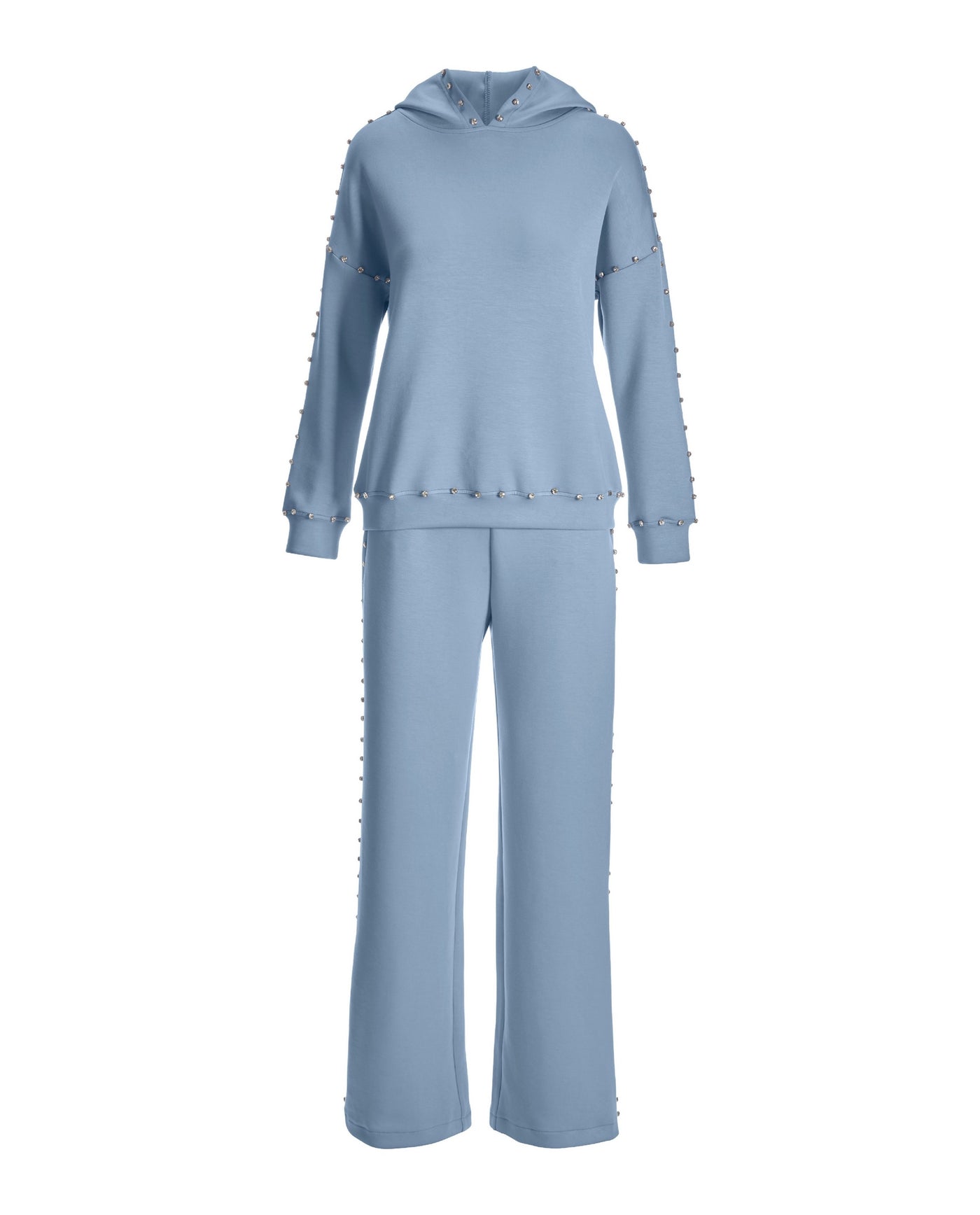 Rhinestone Trim Sport Set Airy Blue