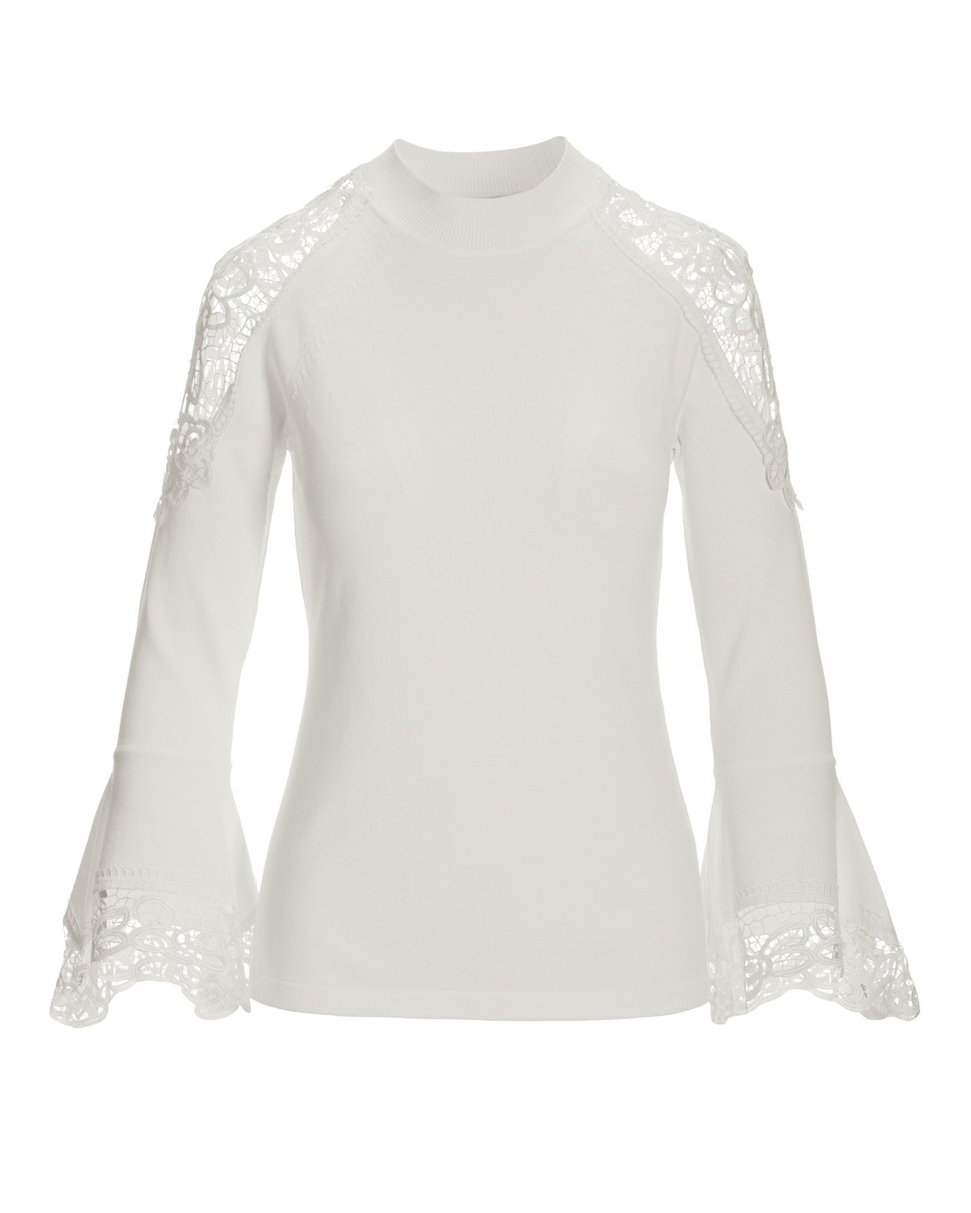 Lace Inset Flare Sleeve Off White