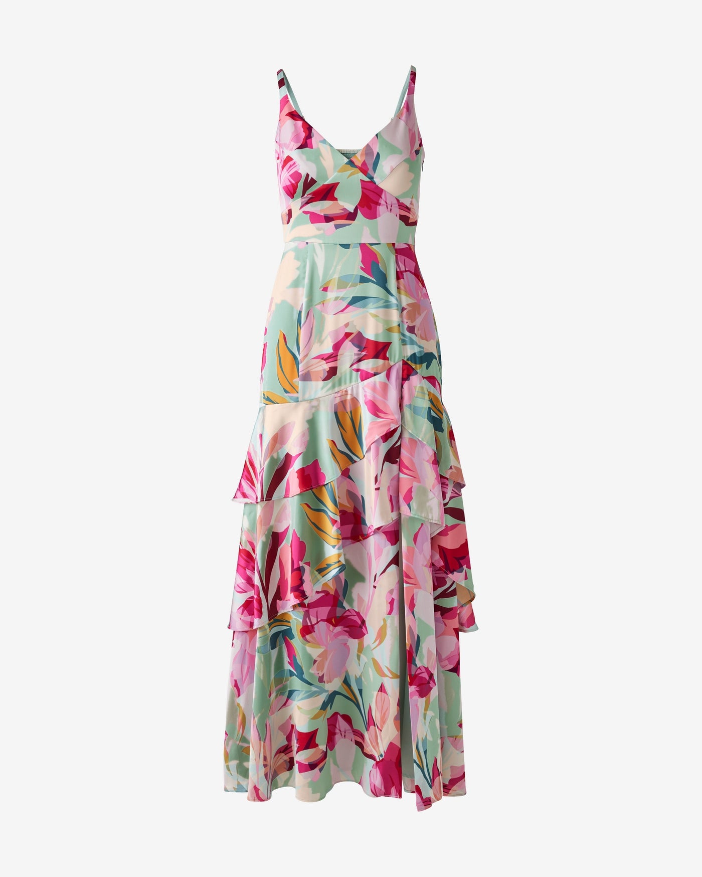 Ruffle Slit Printed Maxi Dress Multi