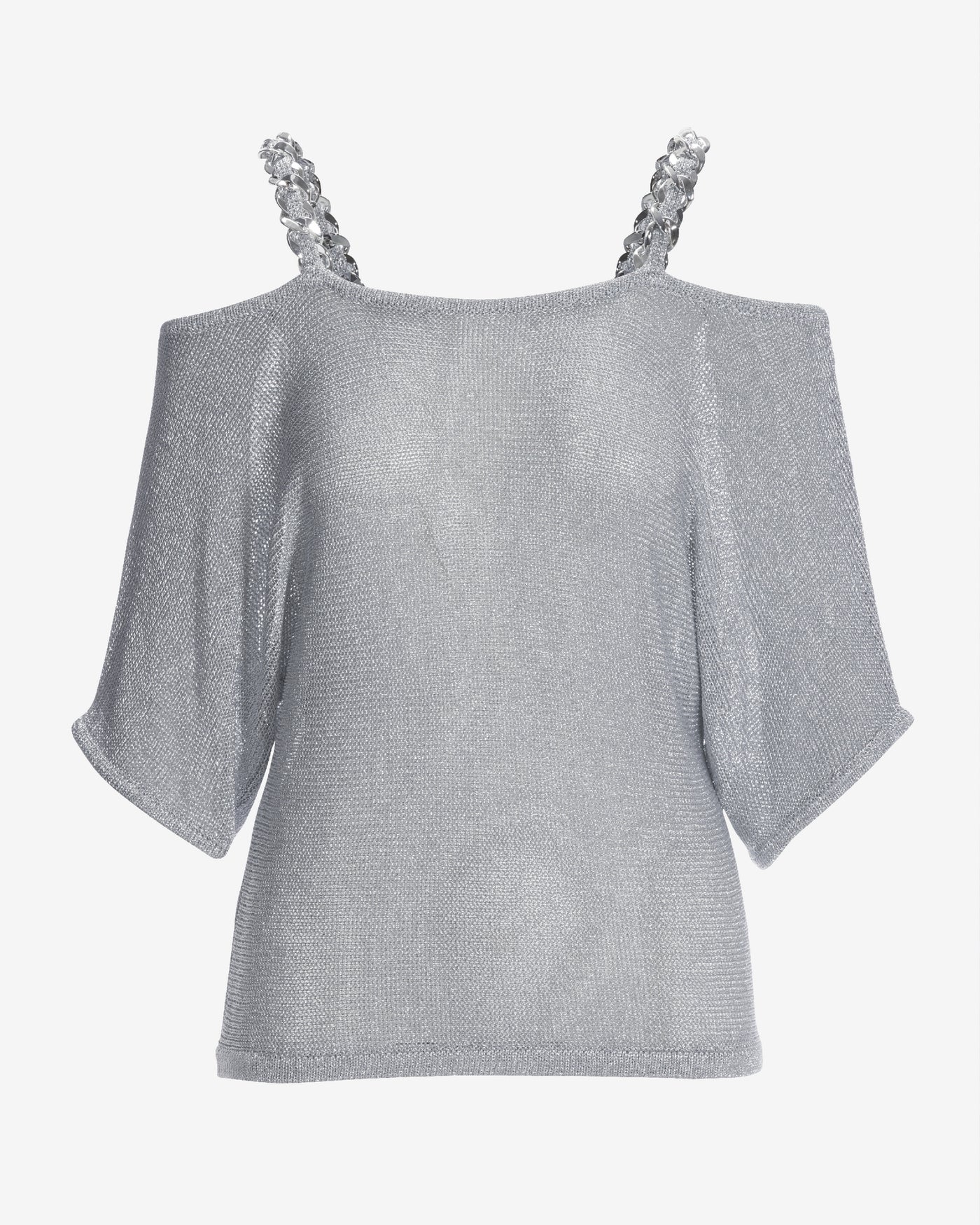 Metallic Chain Strap Poncho Silver