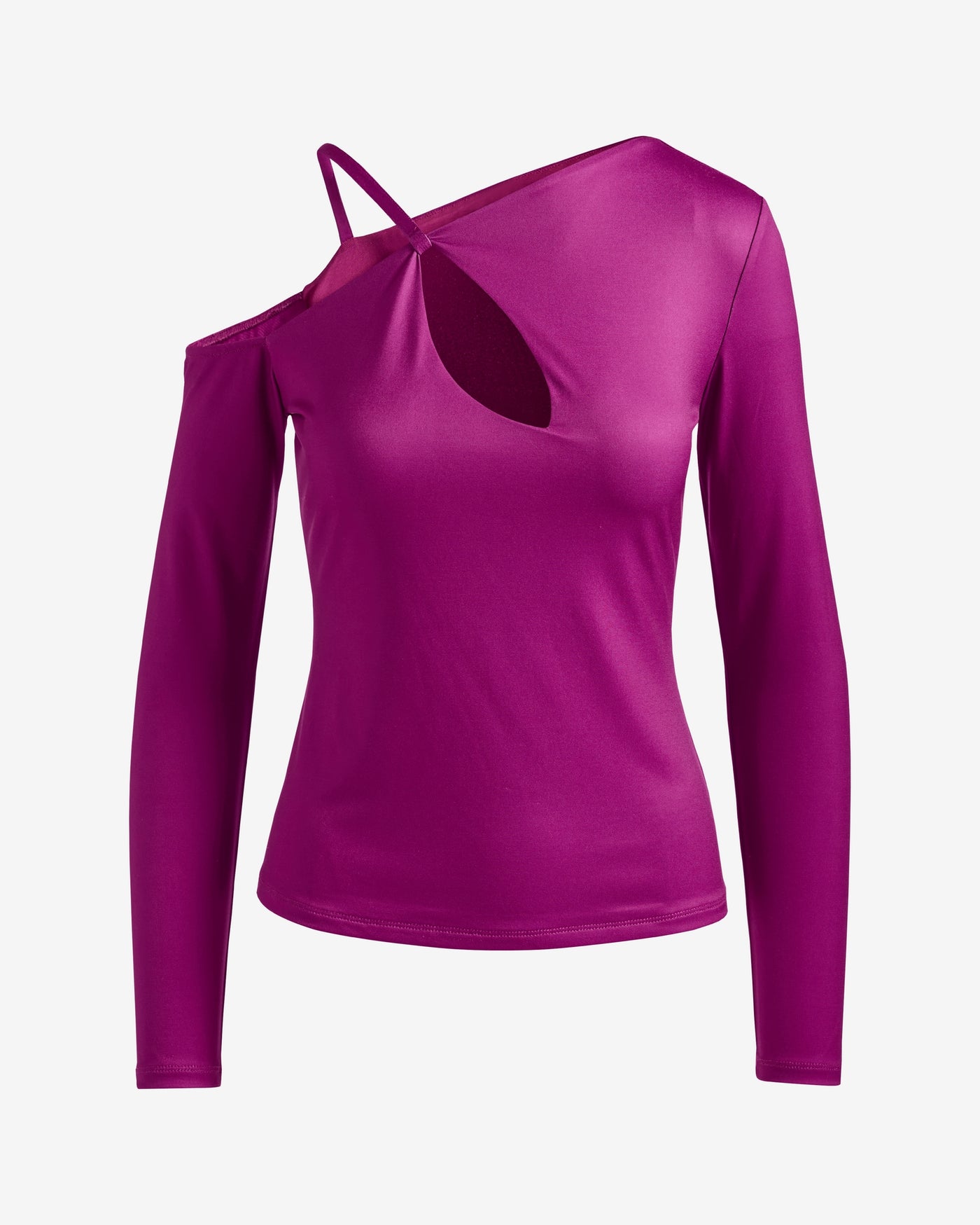 So Chic Cut Out One Shoulder Long Sleeve Knit Top Purple Cactus Flower
