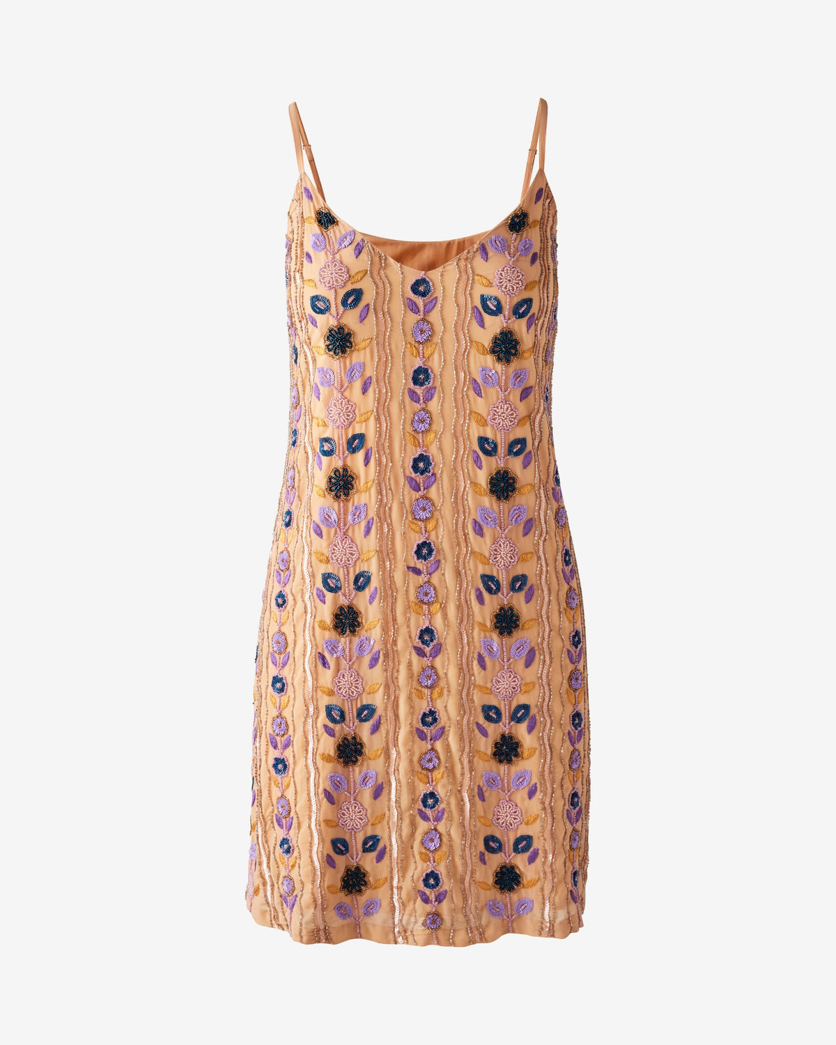 Novelty Beaded Aline Dress With Scarf Multi
