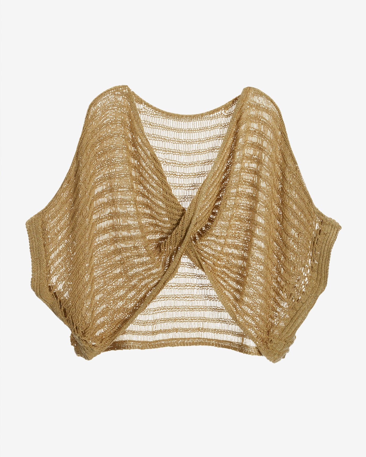 Metallic Twist Sweater Poncho Gold