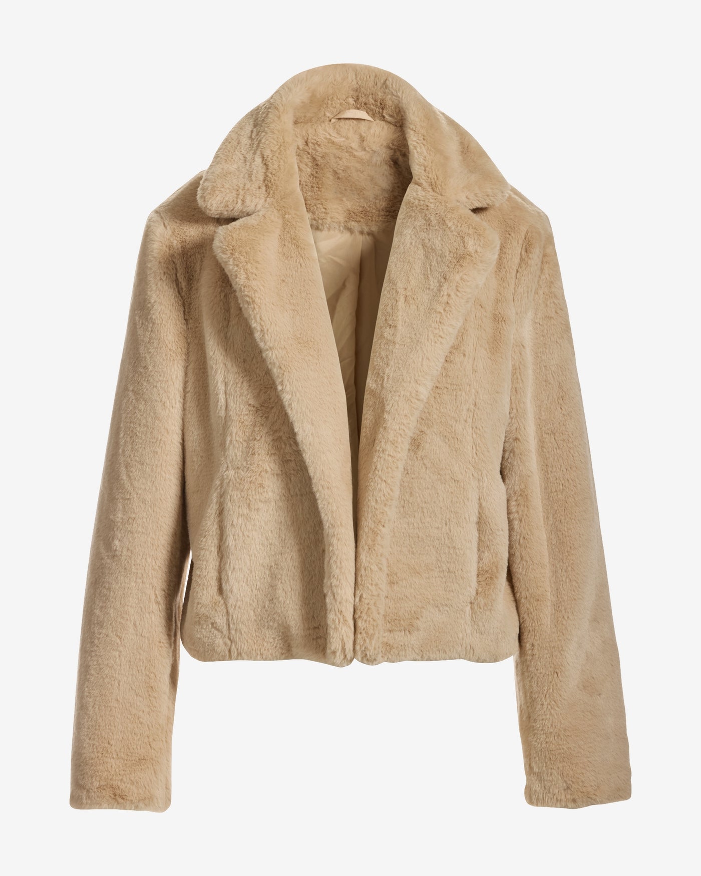 Notch Collar Faux Fur Chubby Tan