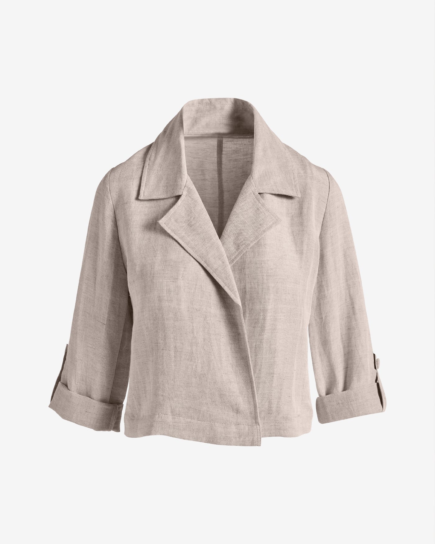 Linen Roll Tab Sleeve Blazer Flax