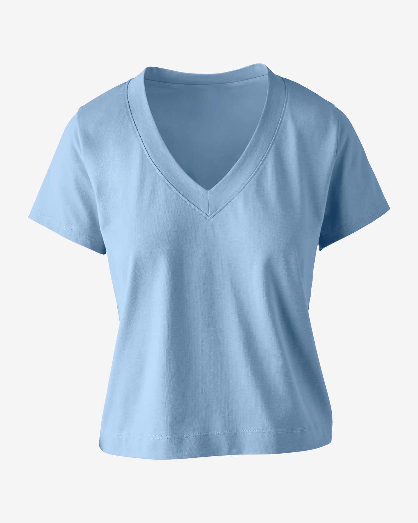 Cotton V Neck Short Sleeve Tee Blue Bell