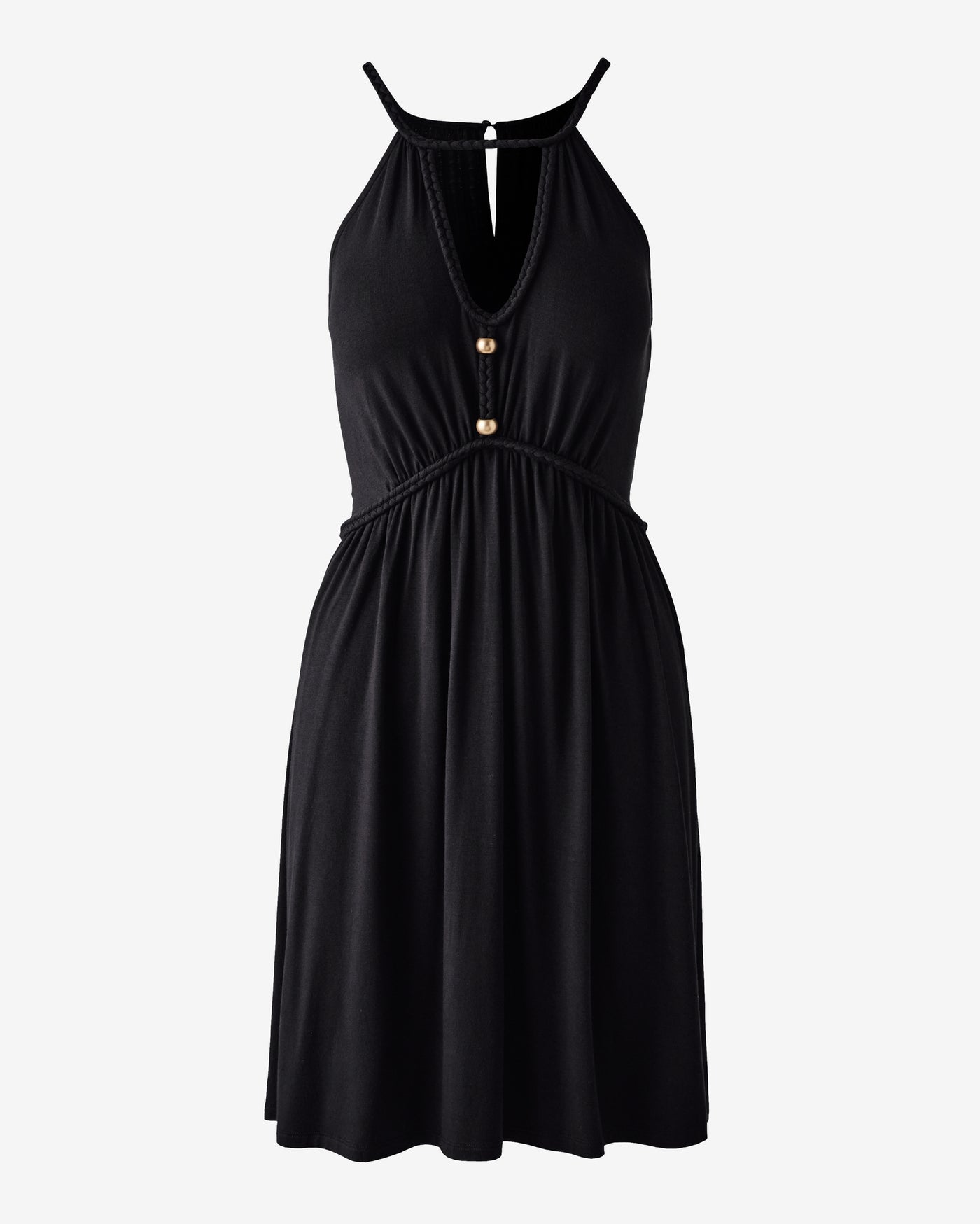 Boho Braided Short Dress Black