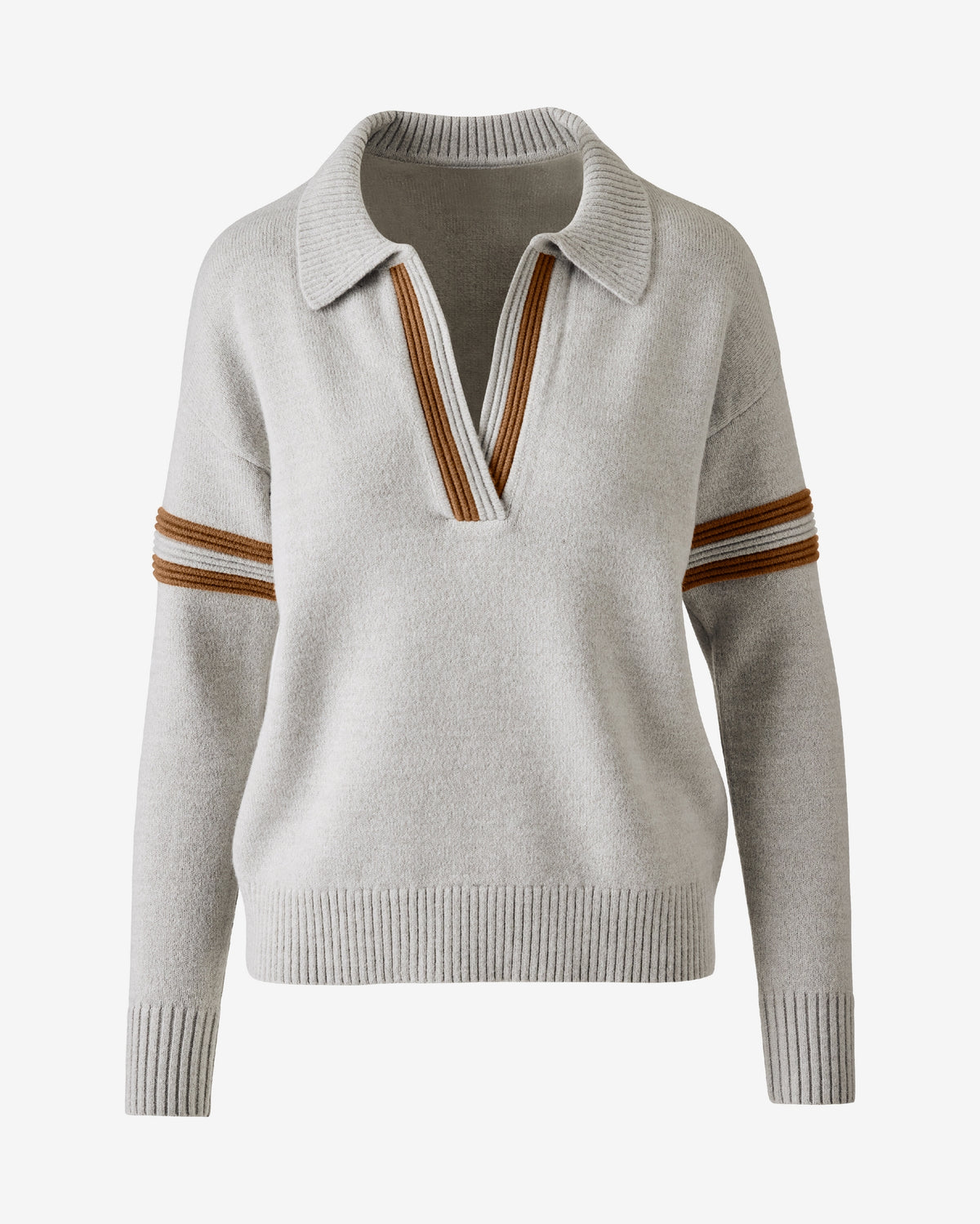 Varsity Polo Sweater Pullover Heather Gray