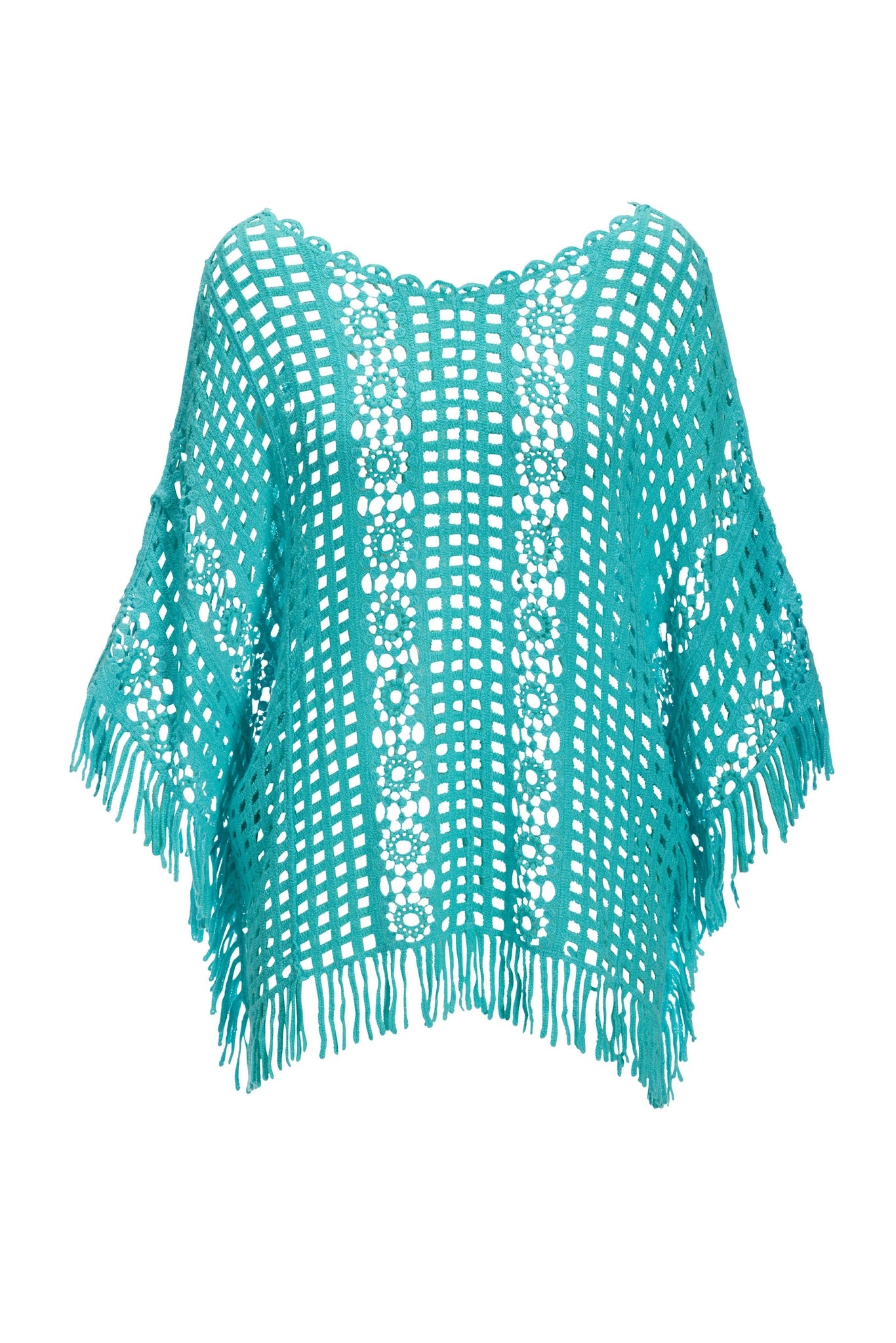 Effortless Crochet Pullover Poncho Blue Radiance