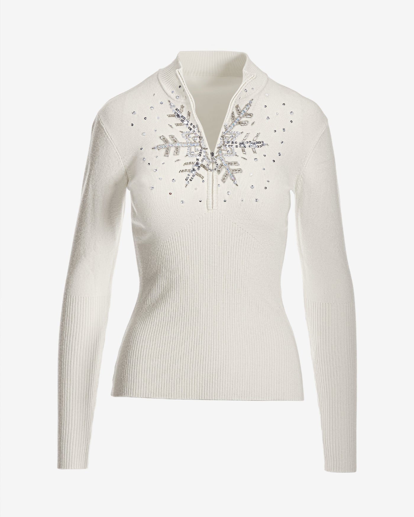 Snowflake Zip Sweater Off White/Silver