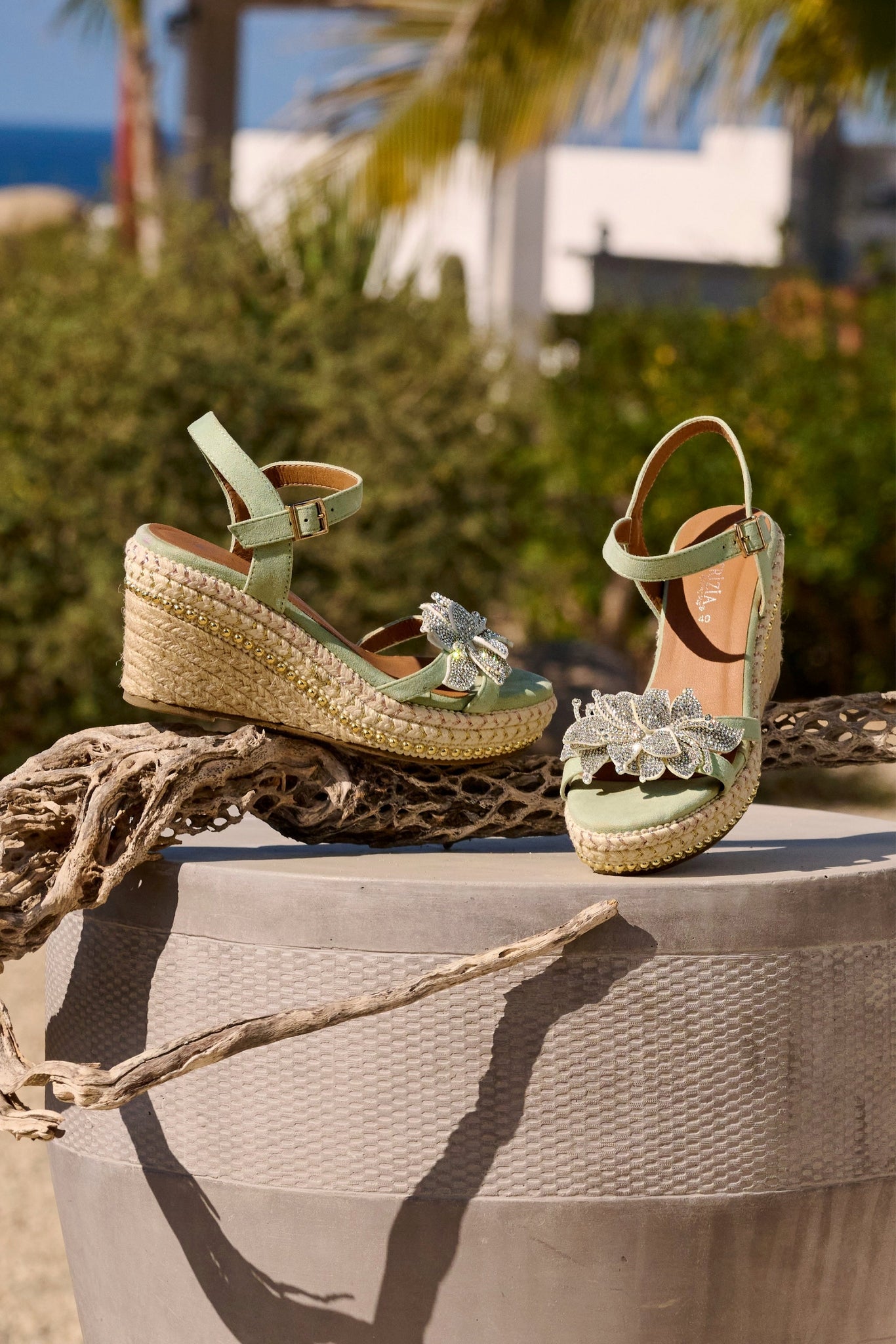 Orchid Embellished Wedge Mint