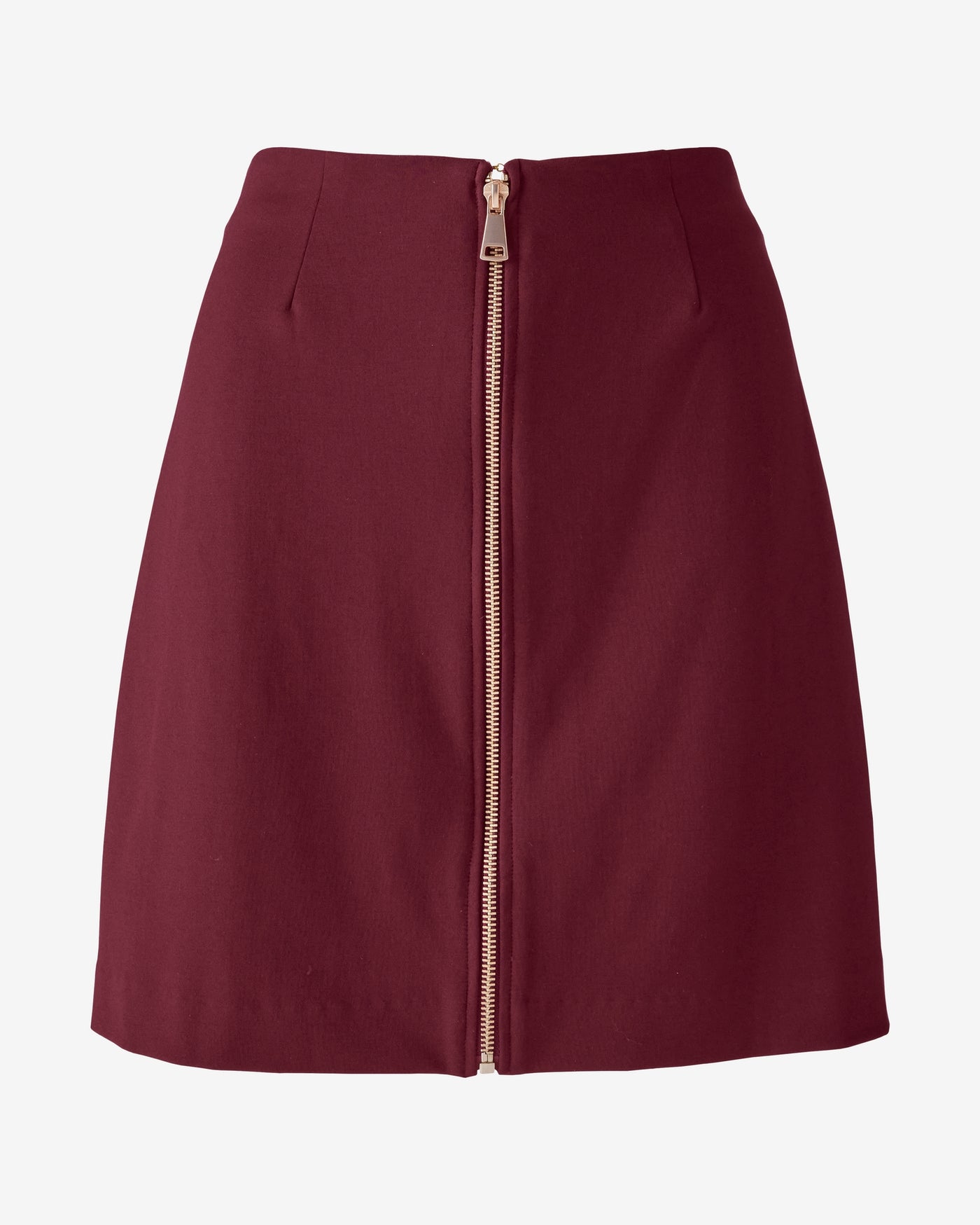 Ultimate Ponte Front Zip Skirt Windsor Wine
