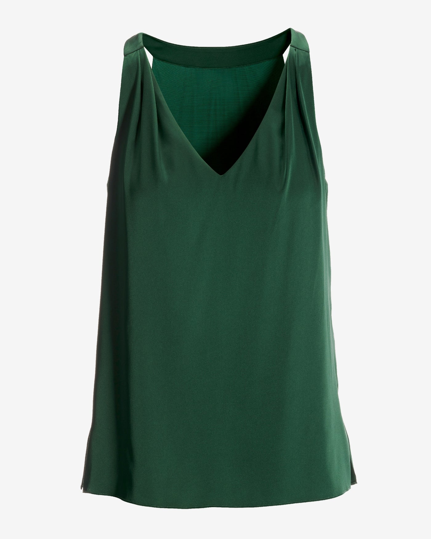 Nikki V-Neck Charmeuse Blouse Deep Emerald
