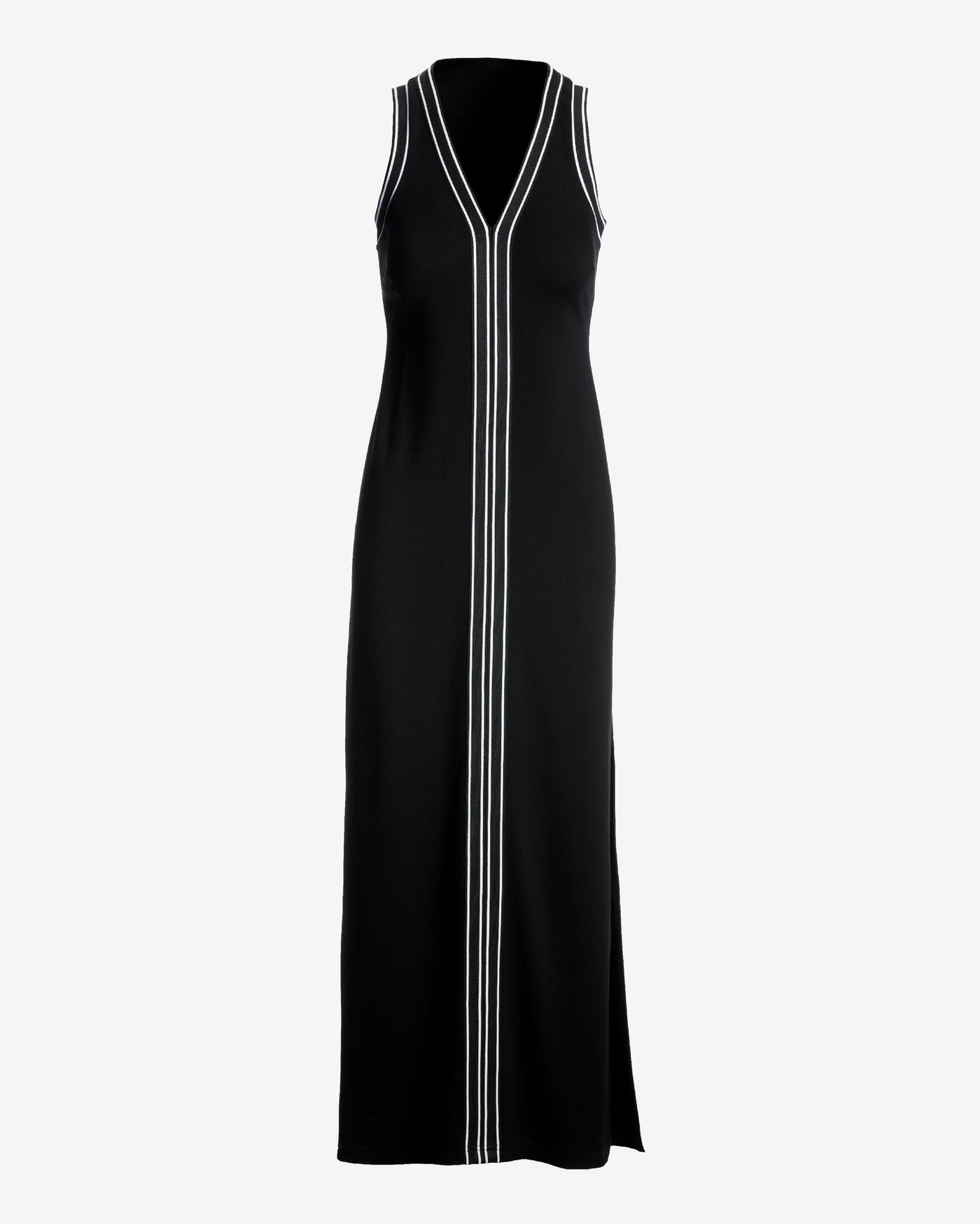 Colorblocked V Neck Maxi Dress Black/White