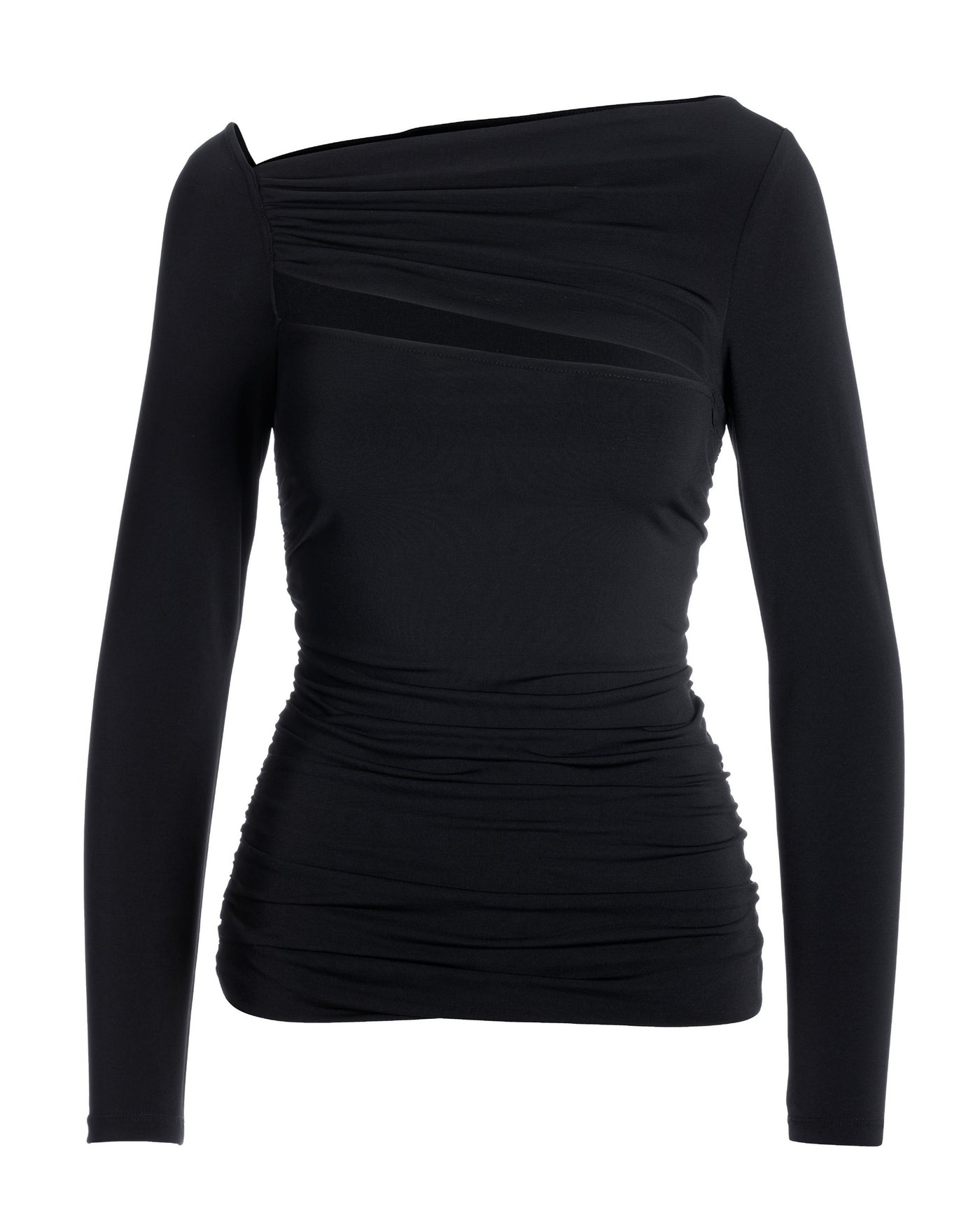 Sleek Ruched Cutout Top Black