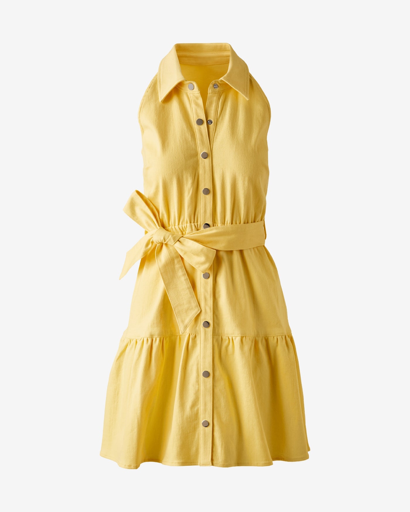 Collared Denim A Line Dress Lemon Drop