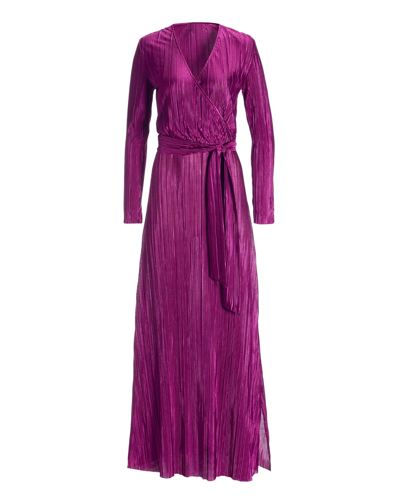 Surplice Plisse Wrap Maxi Dress Hollyhock