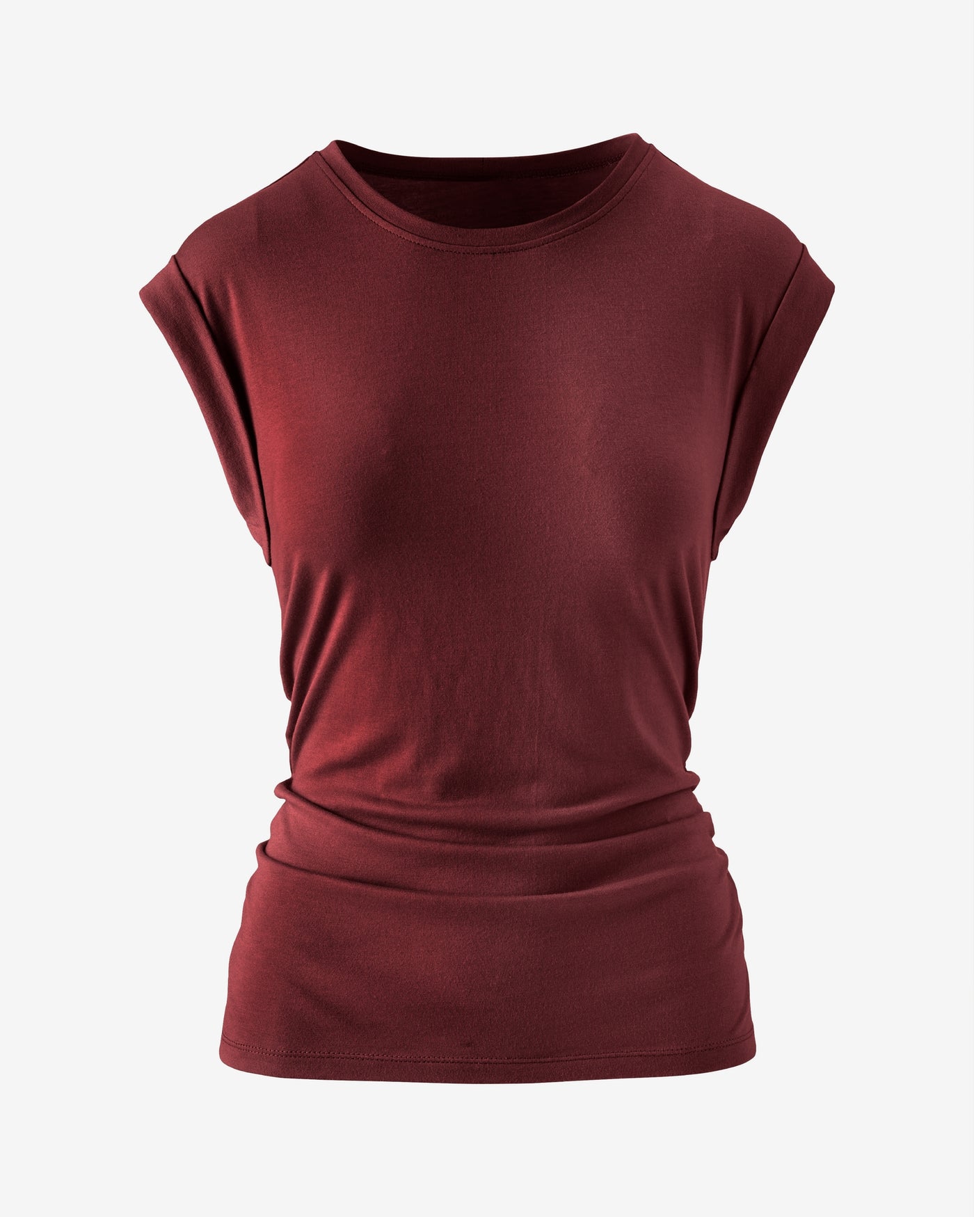 Crew Neck Shirred T- Shirt Madder Brown