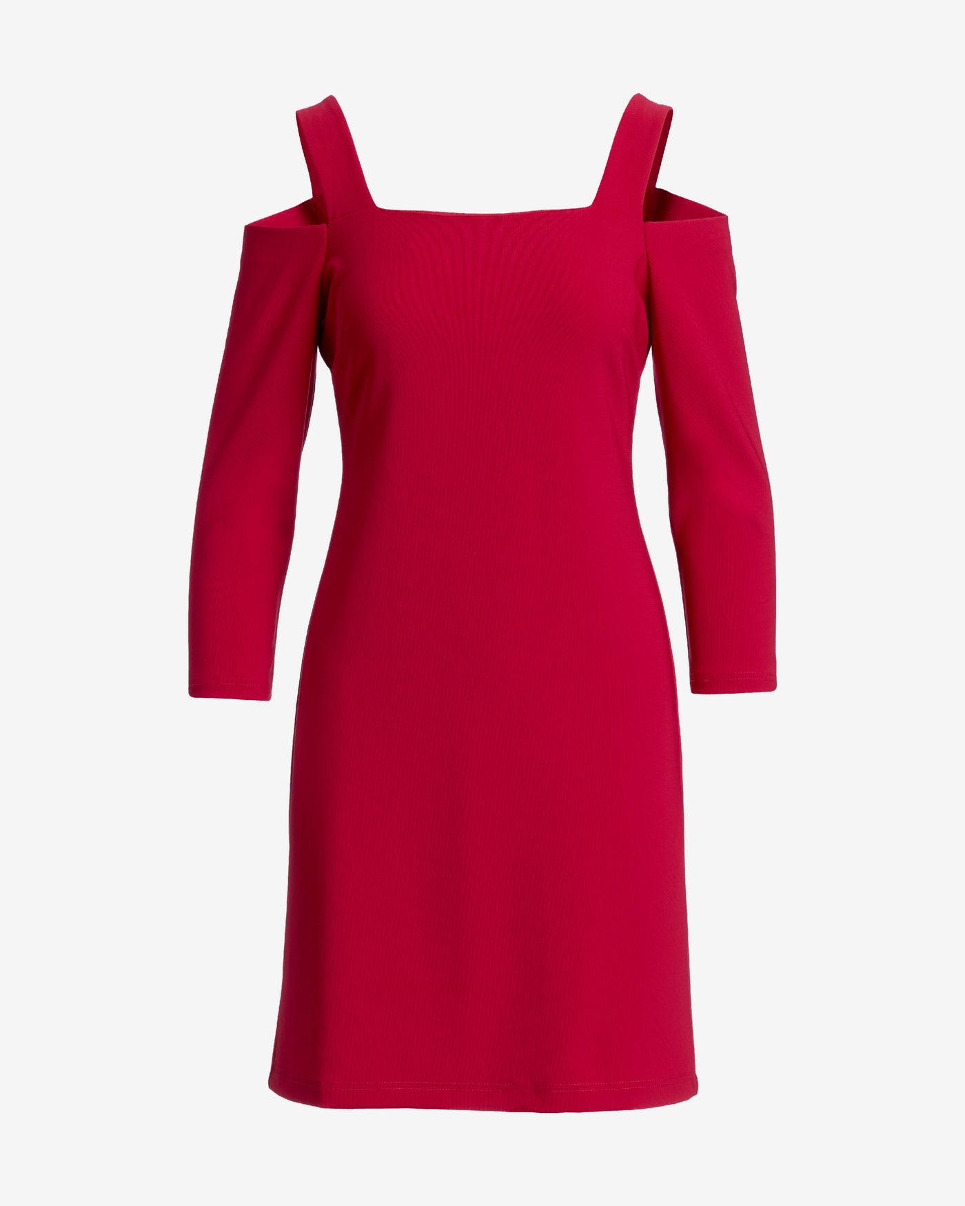 Beyond Travel Cold Shoulder Three Quarter Sleeve Dress Tango Red