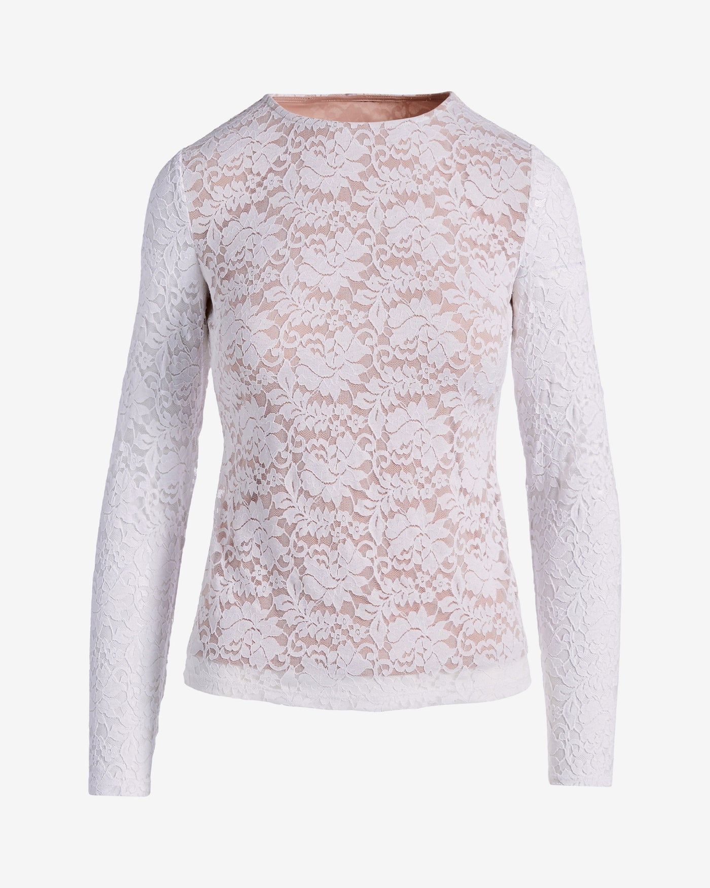 Allover Lace Long Sleeve Knit Top White