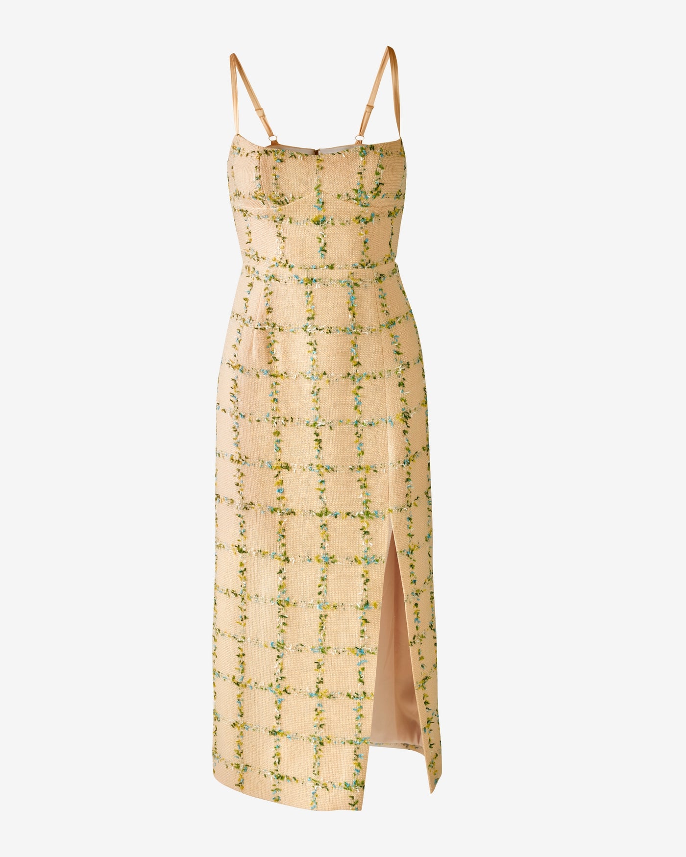 Sweetheart Midi Tweed Dress Yellow Multi
