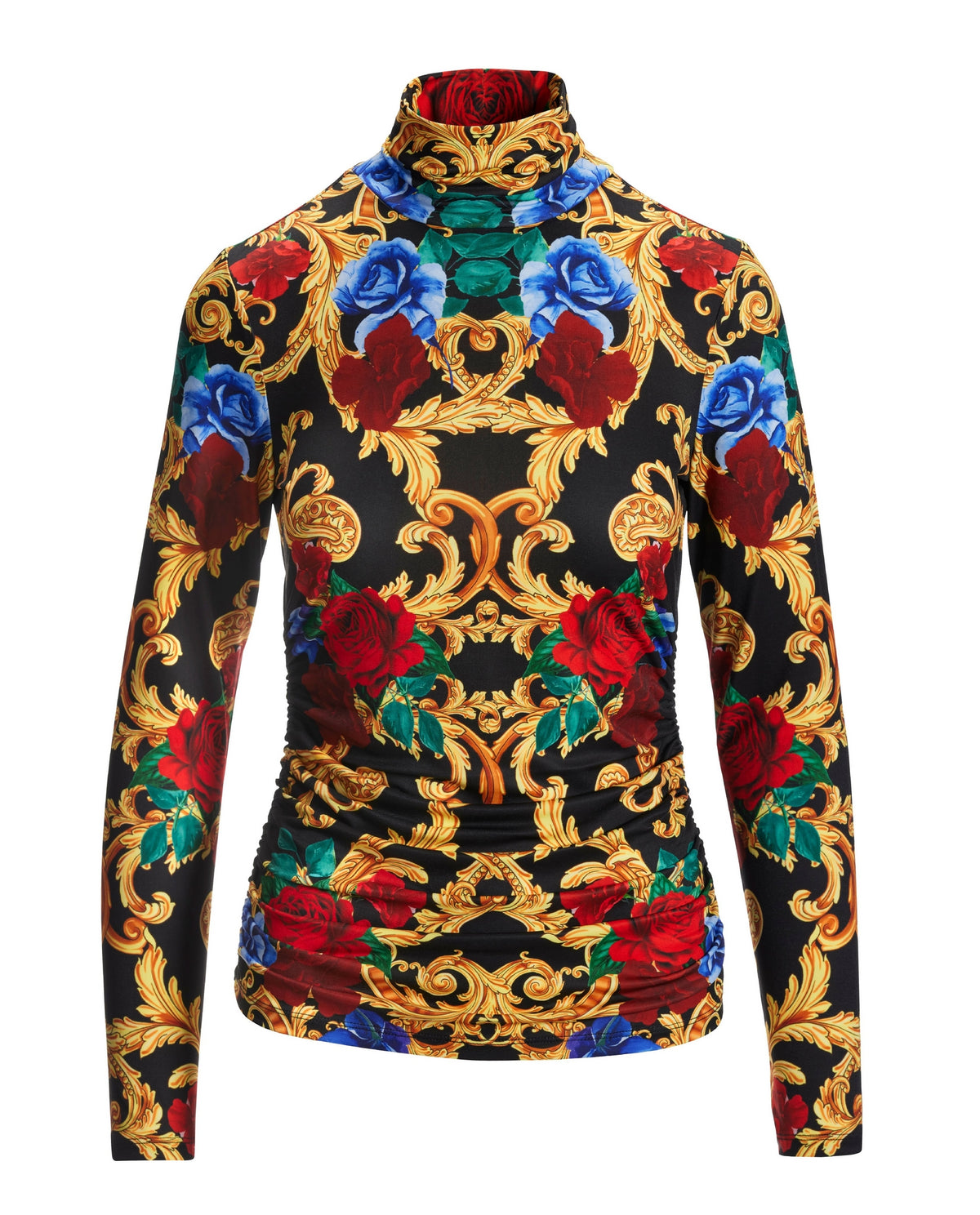 So Chic Holiday Status Printed Turtleneck Black/Gold