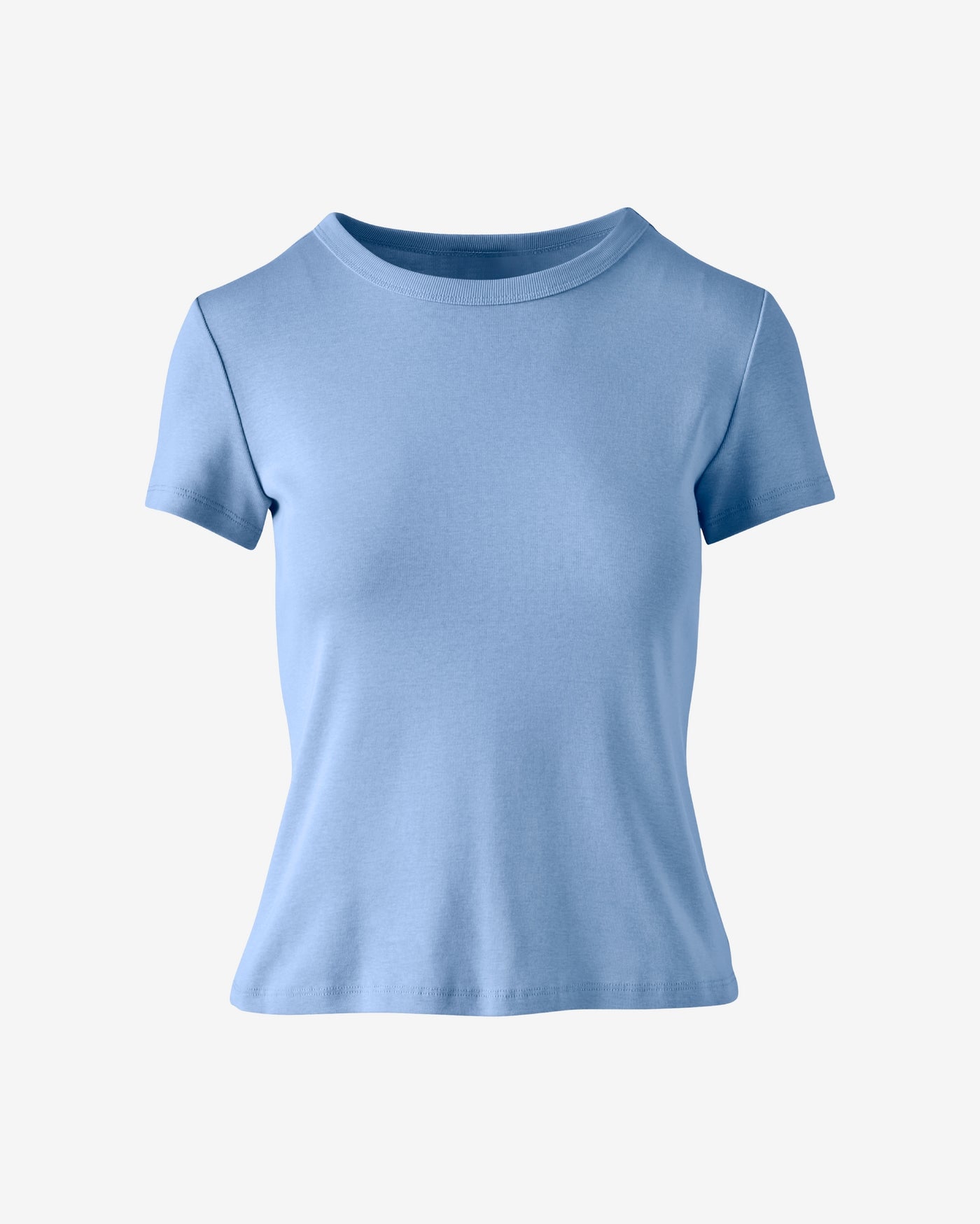 Crew Neck Cotton T Shirt Blue Topaz