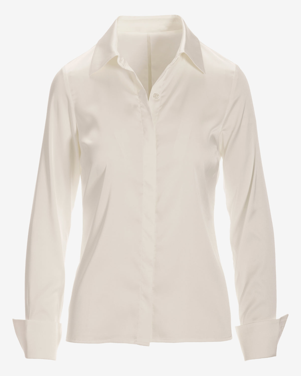 Sophia Button-Up Charmeuse Blouse Off White