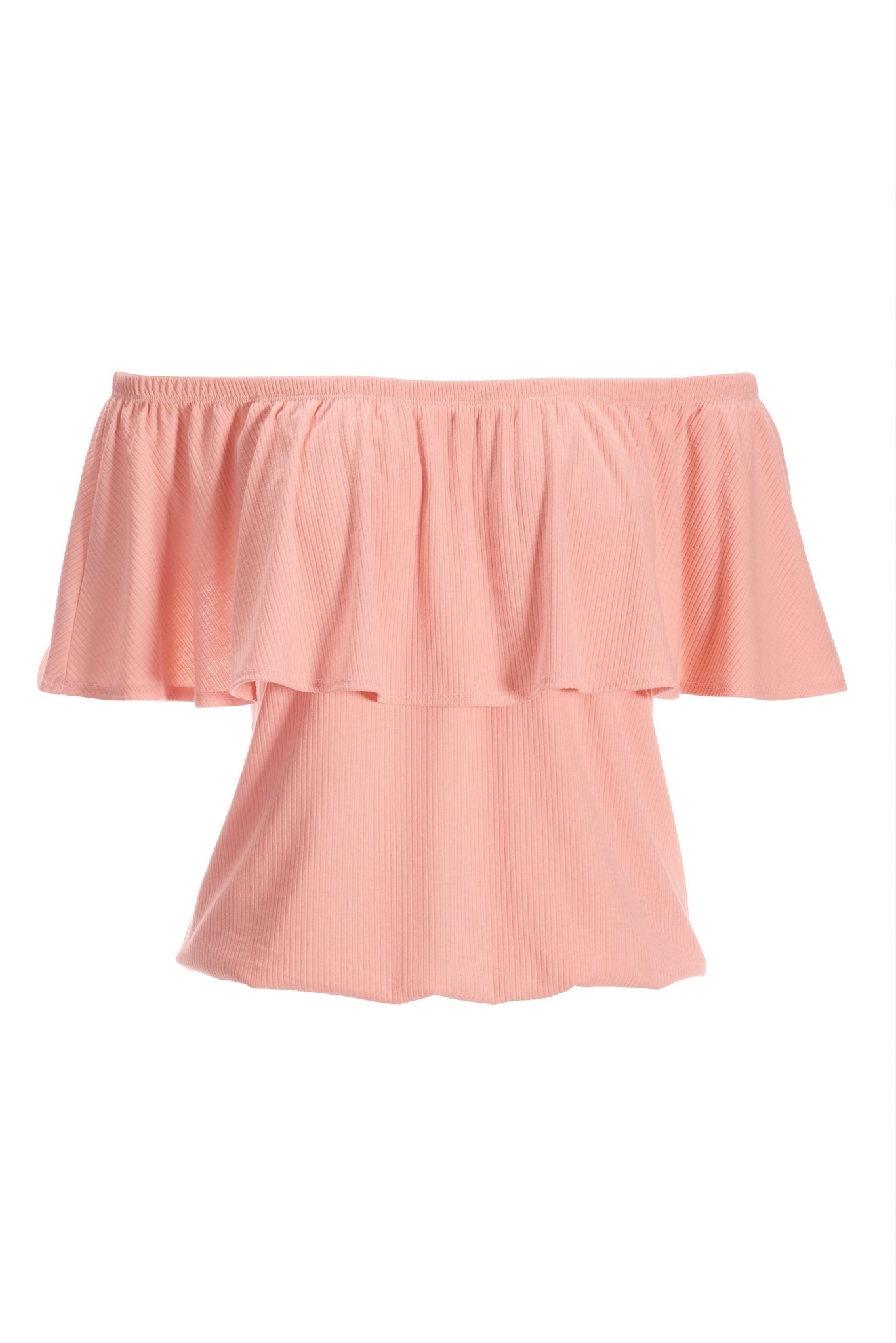 Rib Overlay Knit Top Pale Pink