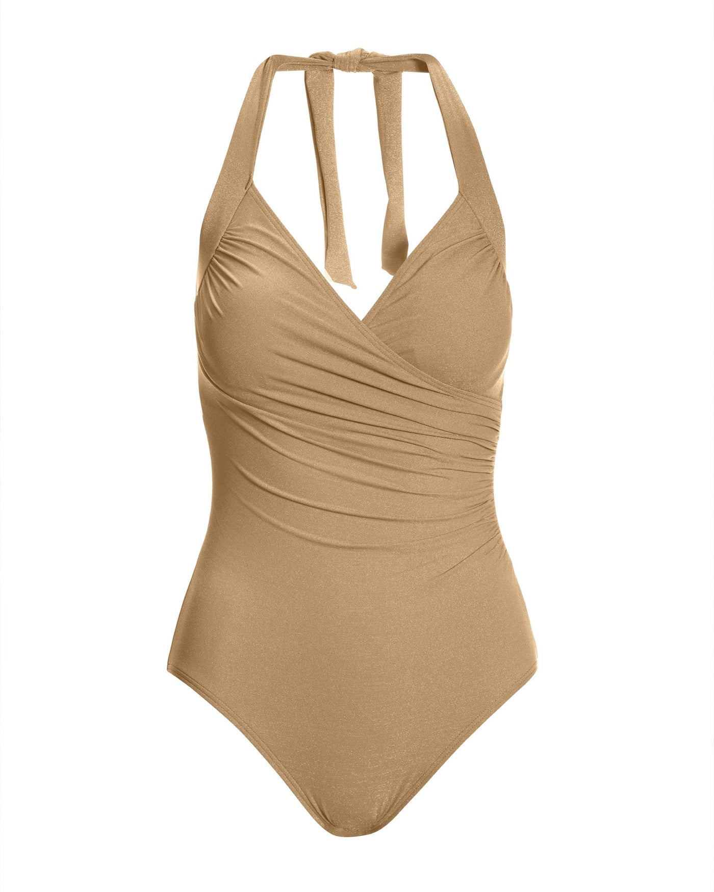 Swim Sense Gold Metallic Surplice One-Piece Swimsuit Gold Metallic
