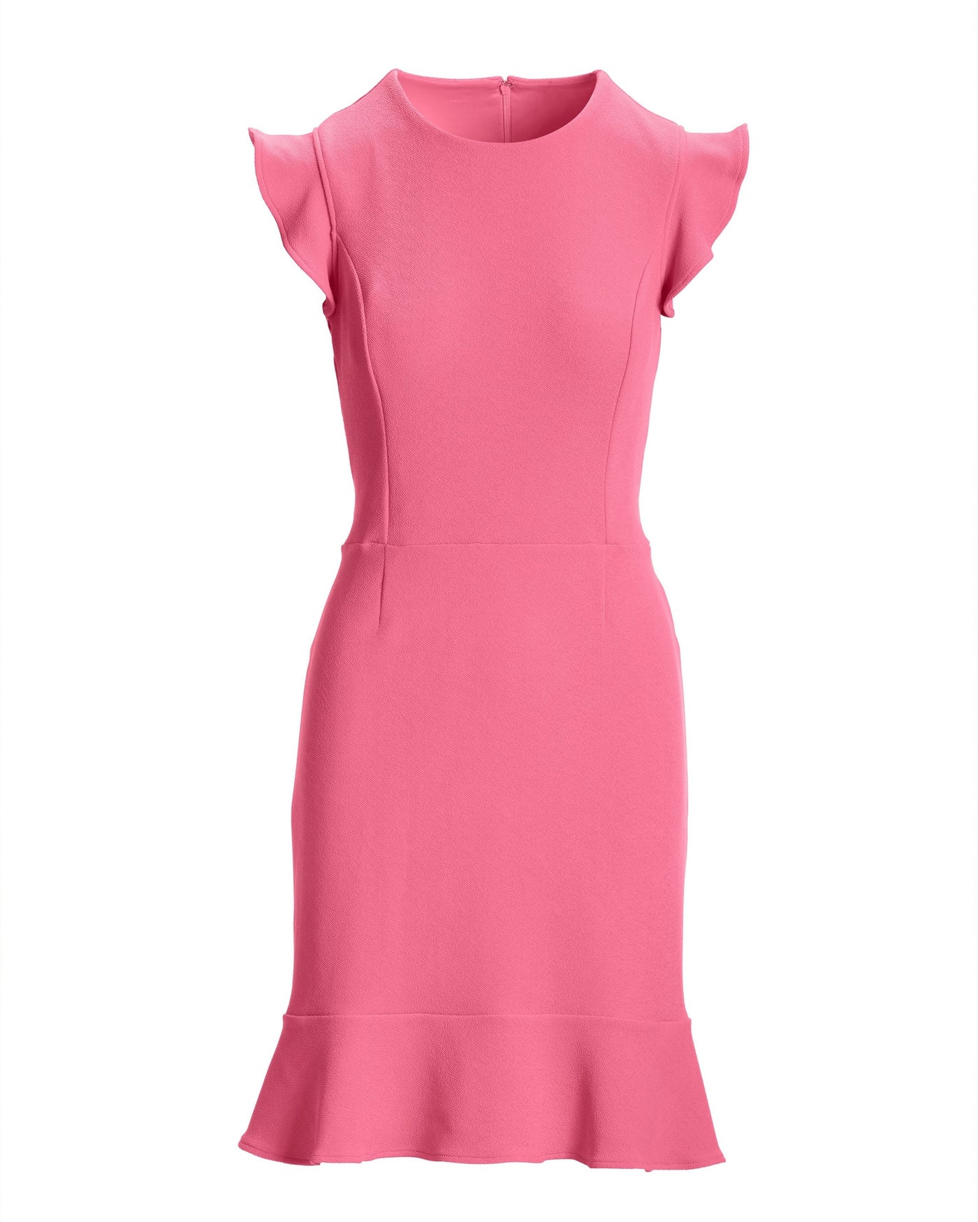 Ruffle Detail Shaped Sheath Dress Aurora Pink