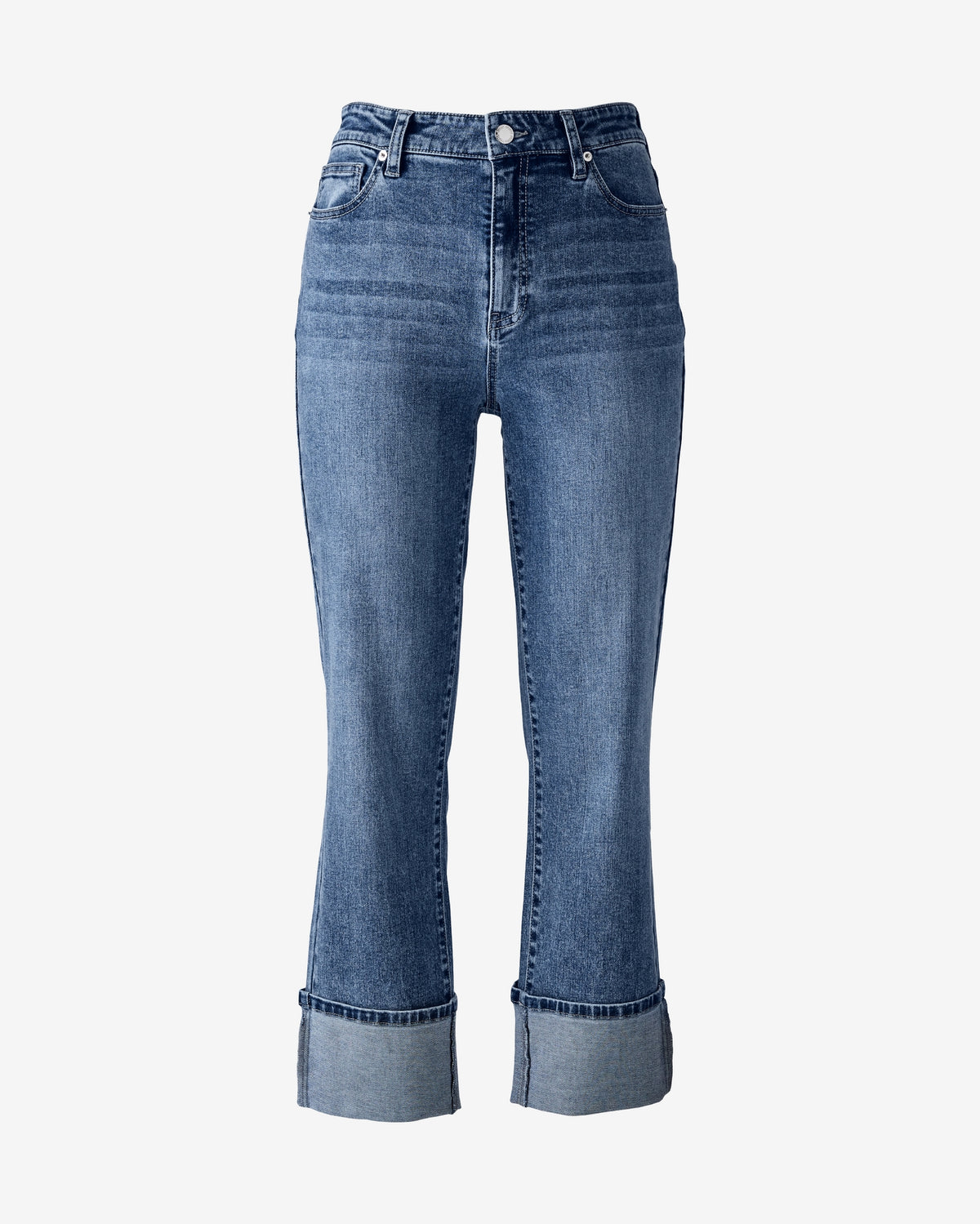 Slim Straight Cuffed Ankle Jean Medium Wash