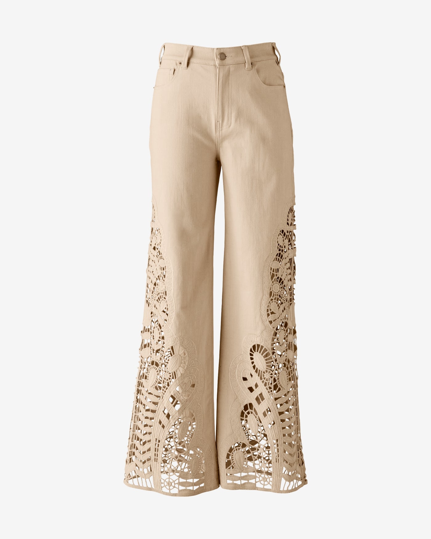 Eyelet Cutout Flare Jean Smoke Gray