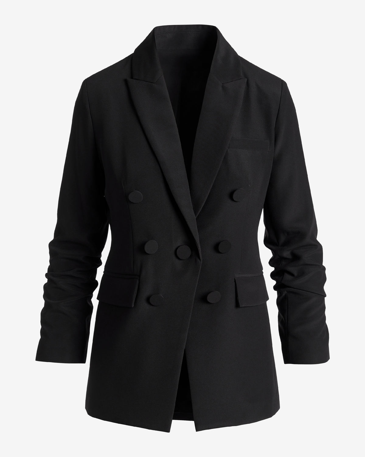 Cutaway Faux Double Breasted Blazer Black