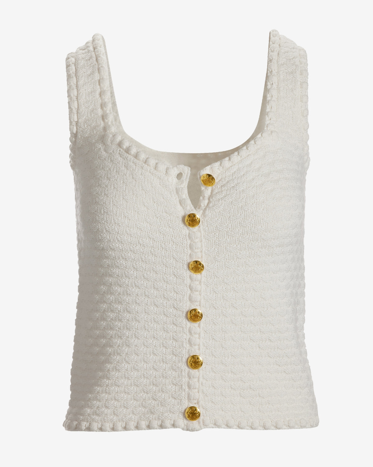 Button Detail Sweater Tank Off White
