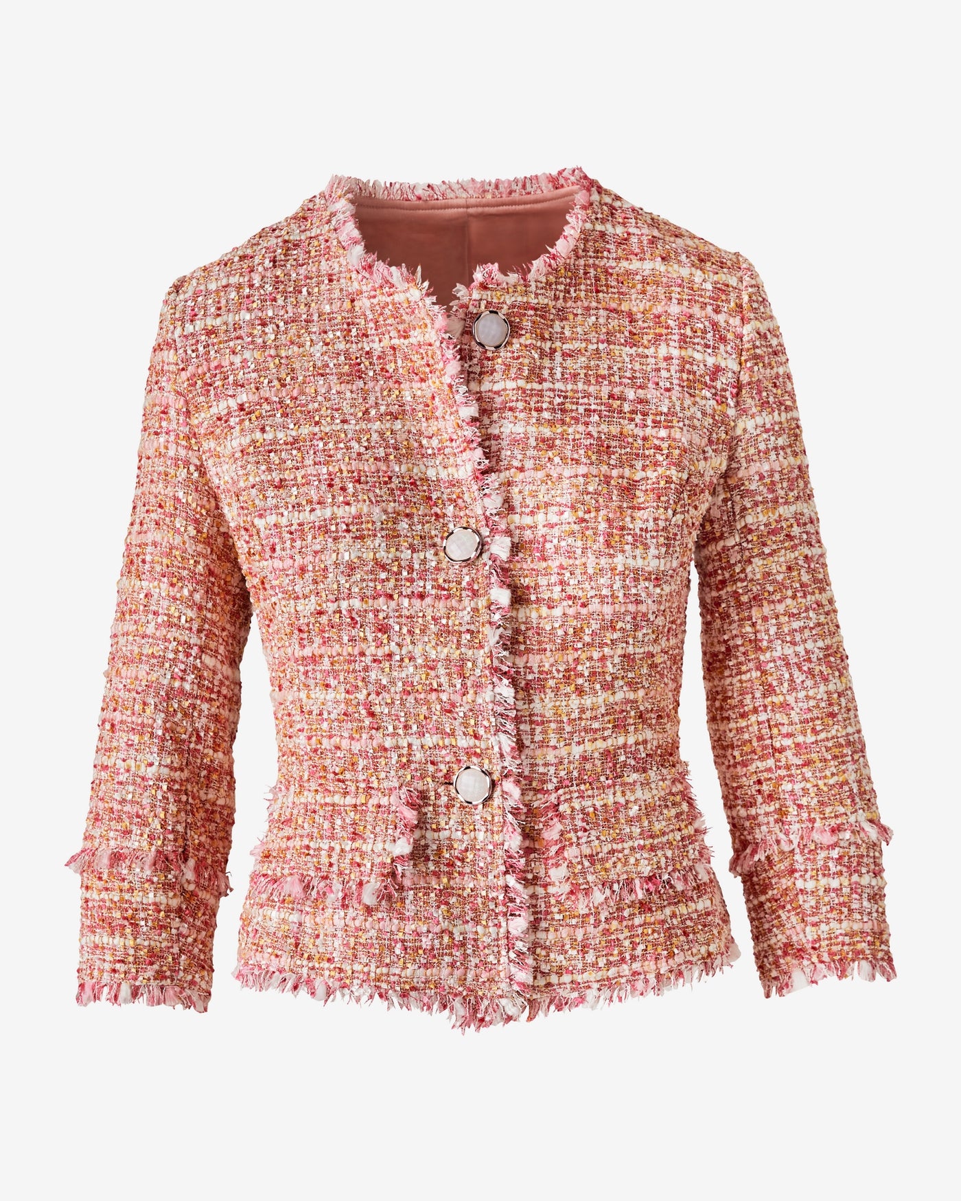 Tweed & Gem Button Lady Jacket Pink Multi