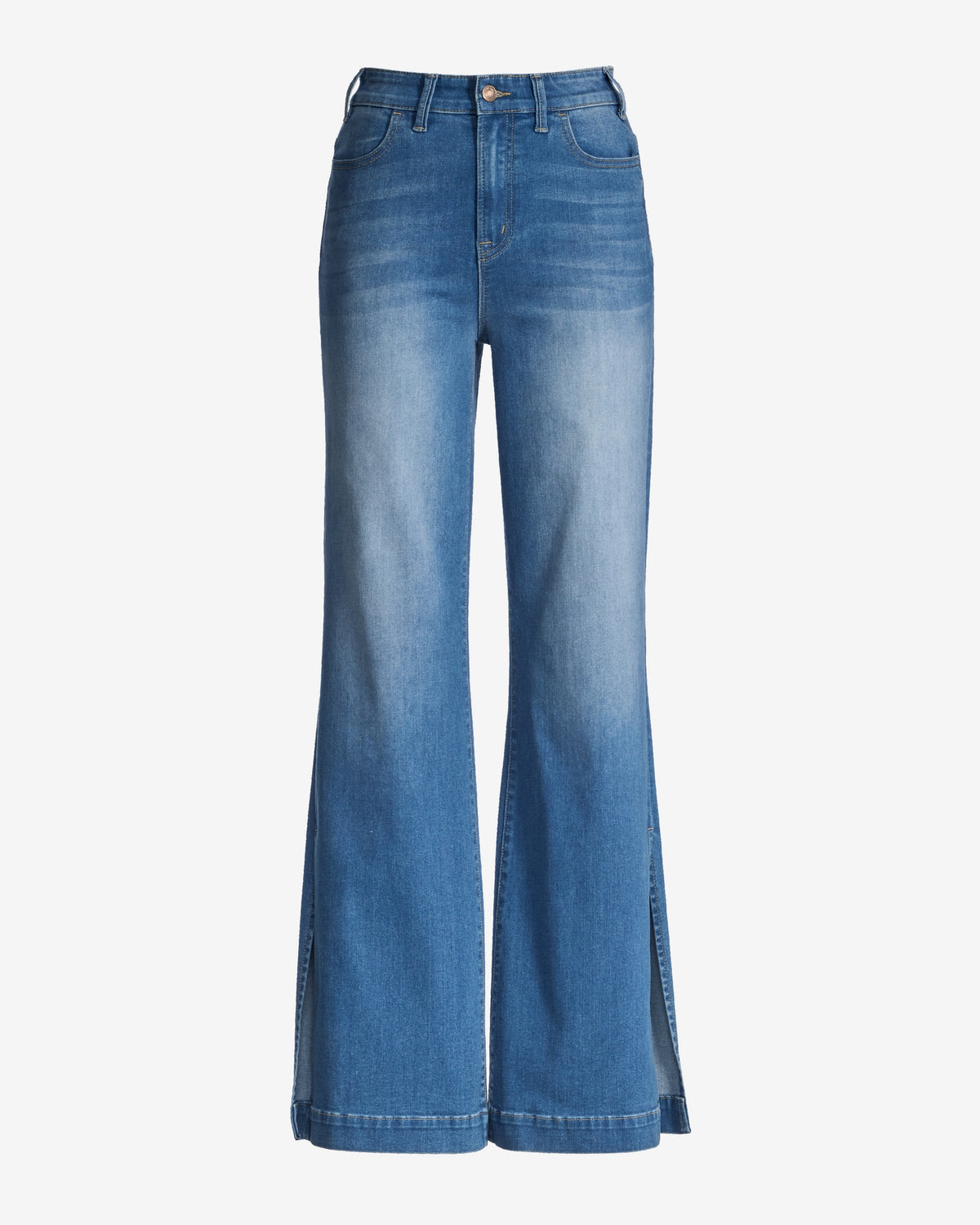 Malibu Wide Leg Side Slit Jean Medium Wash