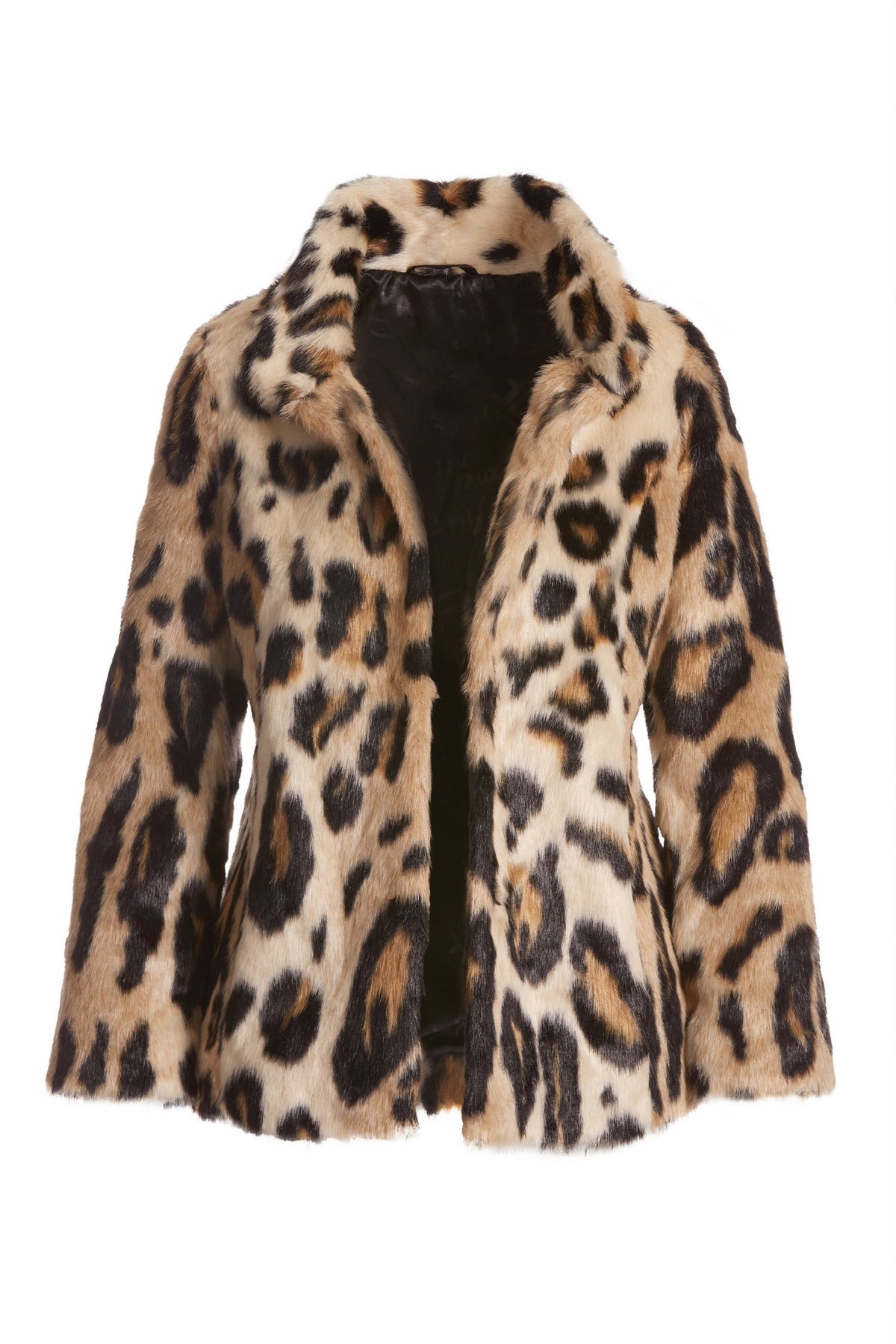 Leopard Print Faux Fur Coat Brown Multi