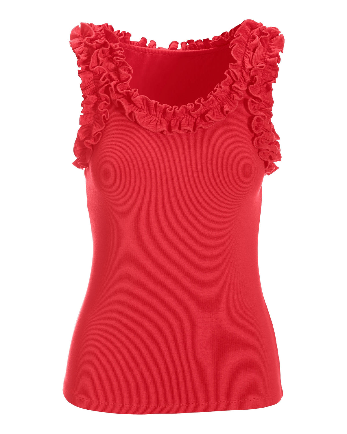 Ruffle Rib Tank Top Geranium